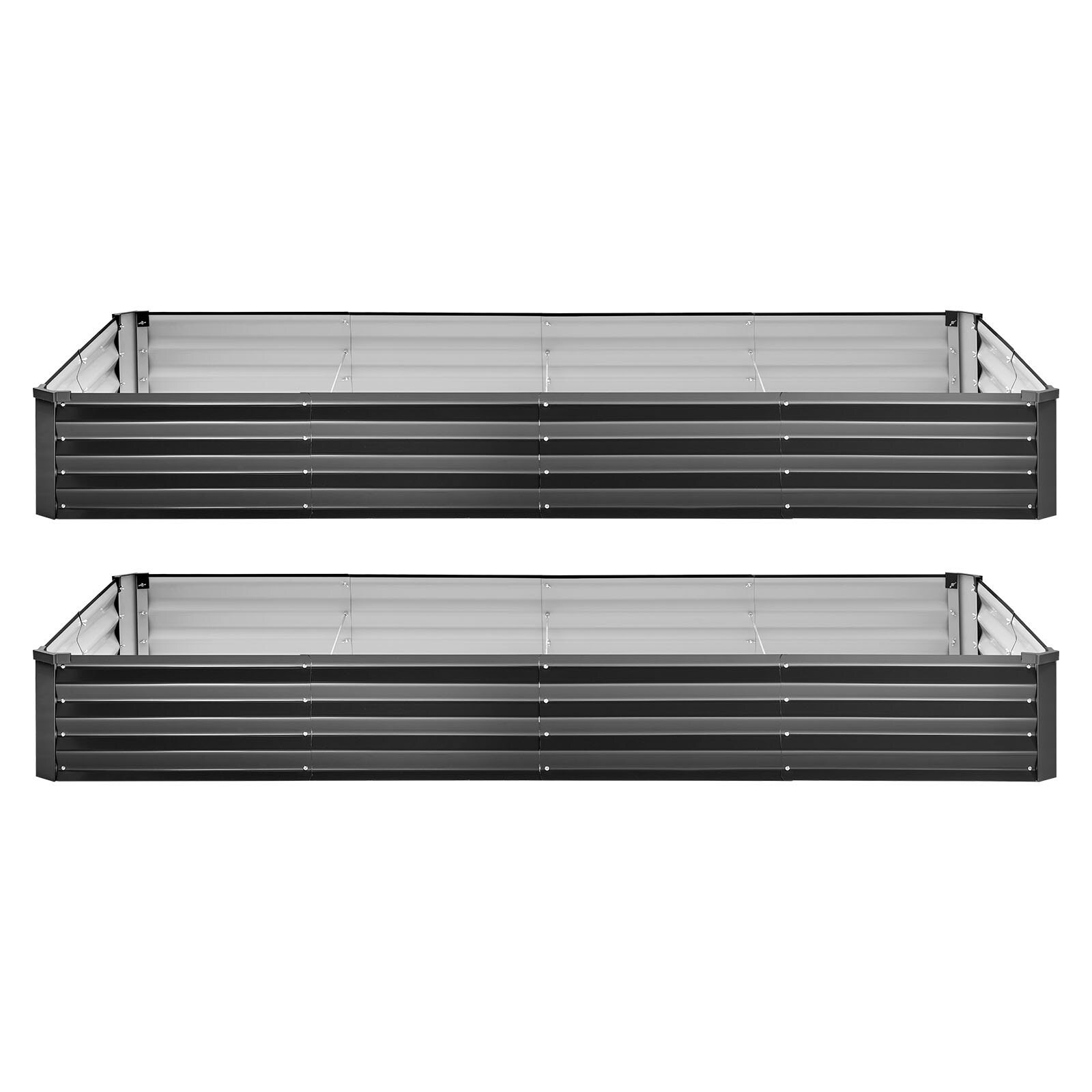 GIVIMO 2-pk Galvanized Raised Garden Bed 8-ft x 4-ft x 1-ft Rectangular Metal Planter Box Kit with Gloves Alu-Zinc Dark Gray