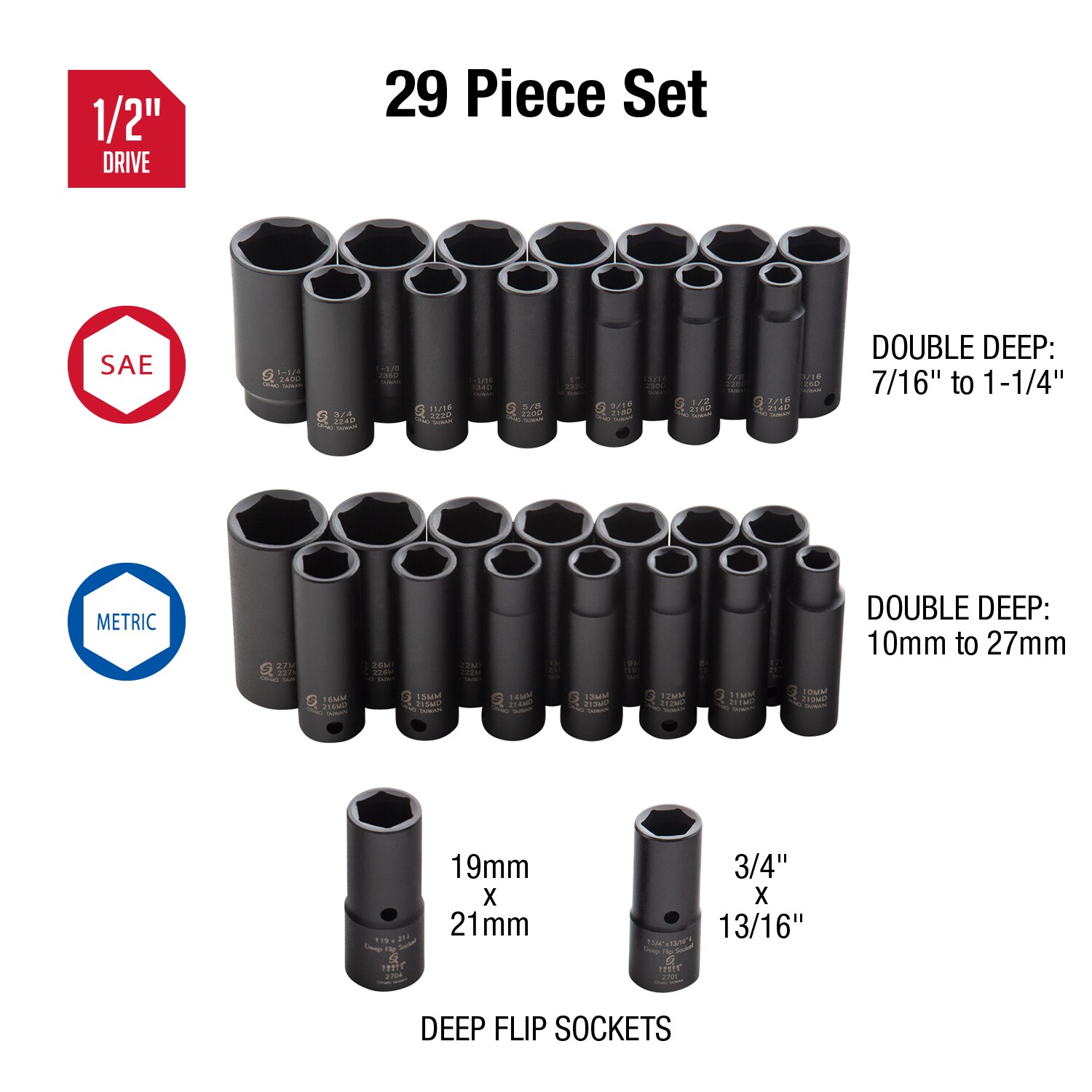 SUNEX TOOLS 5153DD Impact-Socket-Sets - View #2