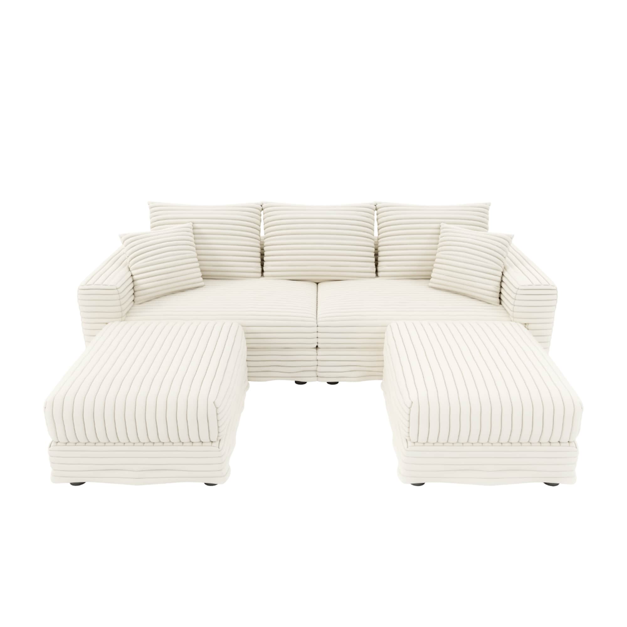 SINOFURN SYA020263WT 82.7-in W Modern Beige 3-seater Sectional