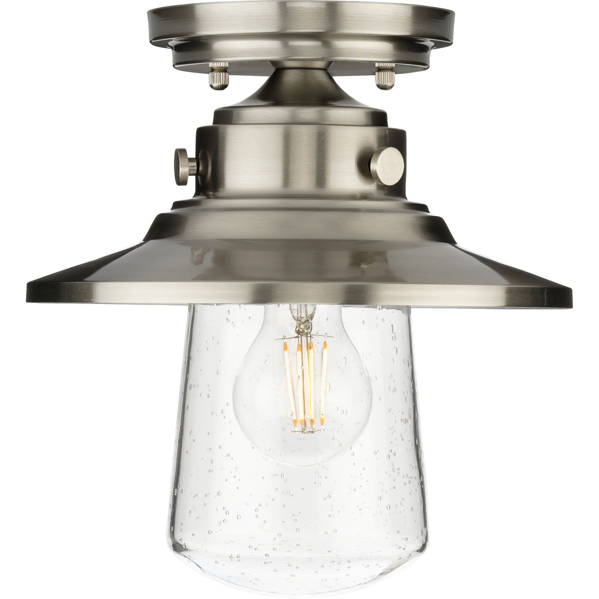 Tremont 9" Stainless Steel Outdoor Semi-Flush Mount Light with Seeded Glass
