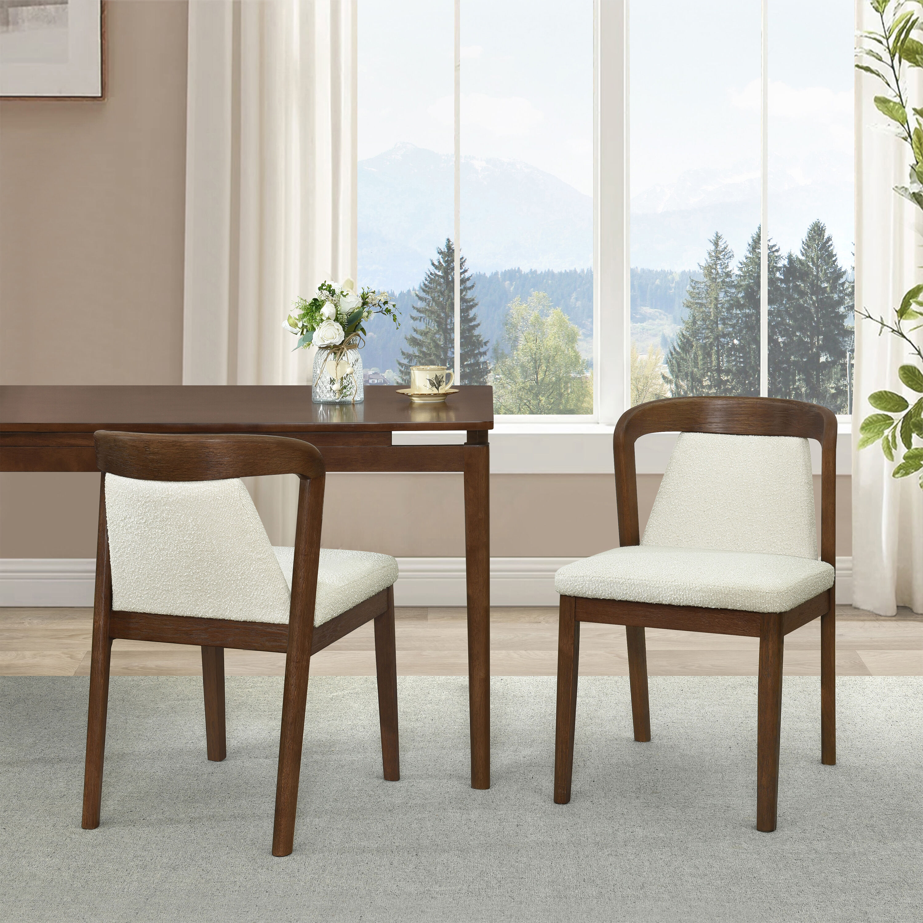 Christopher Knight Home Camphor Set of 2 Camel Upholstered Armless Dining Chairs with Walnut Frame