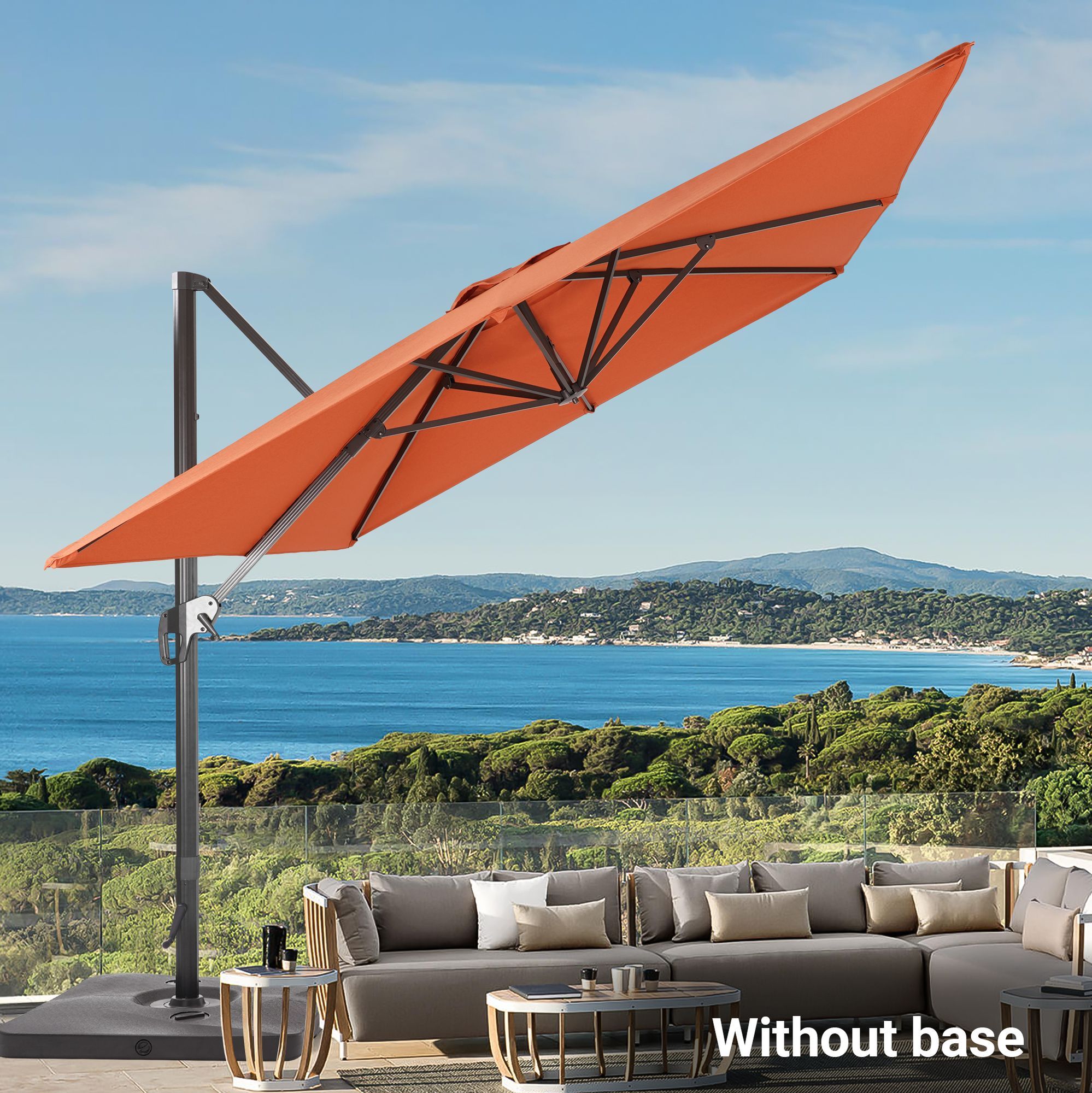 Sonkuki SD-NB2735-RD 11.5-Feet Aluminum Red No-tilt Cantilever Patio Umbrella