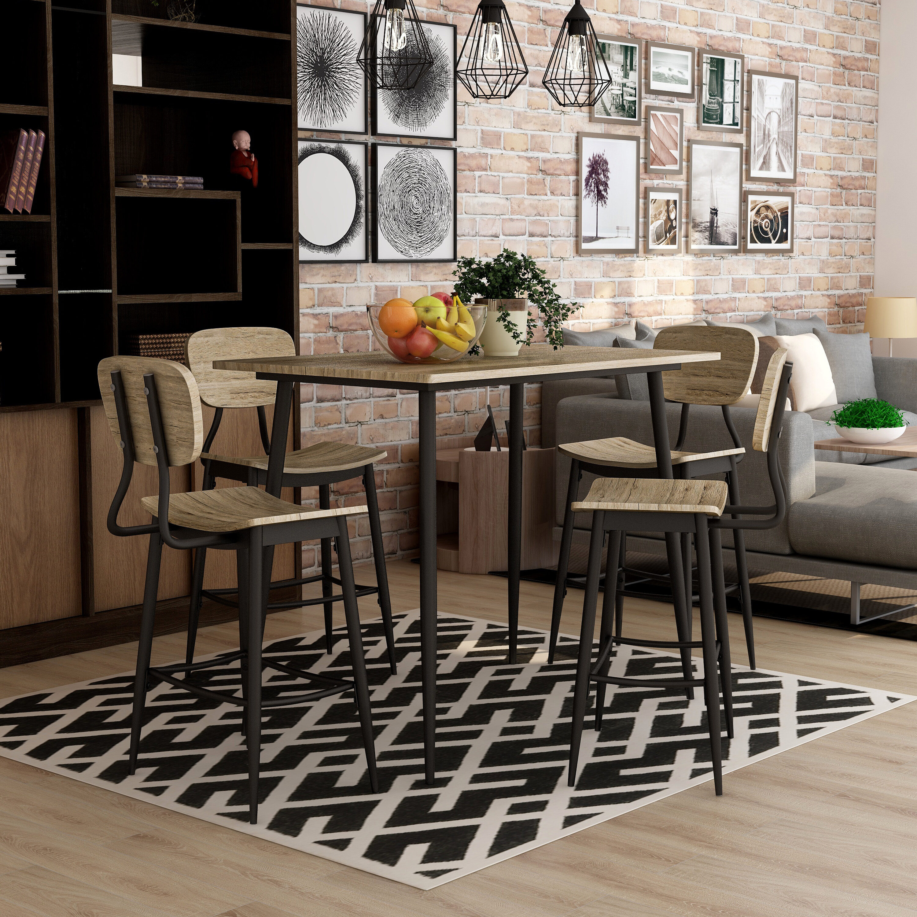 Furniture of America IDF-3839GY-PT-5PK Vivaldi Gray and Bronze Contemporary/Modern Dining Room Set with Rectangular Table ( Seats 4 )