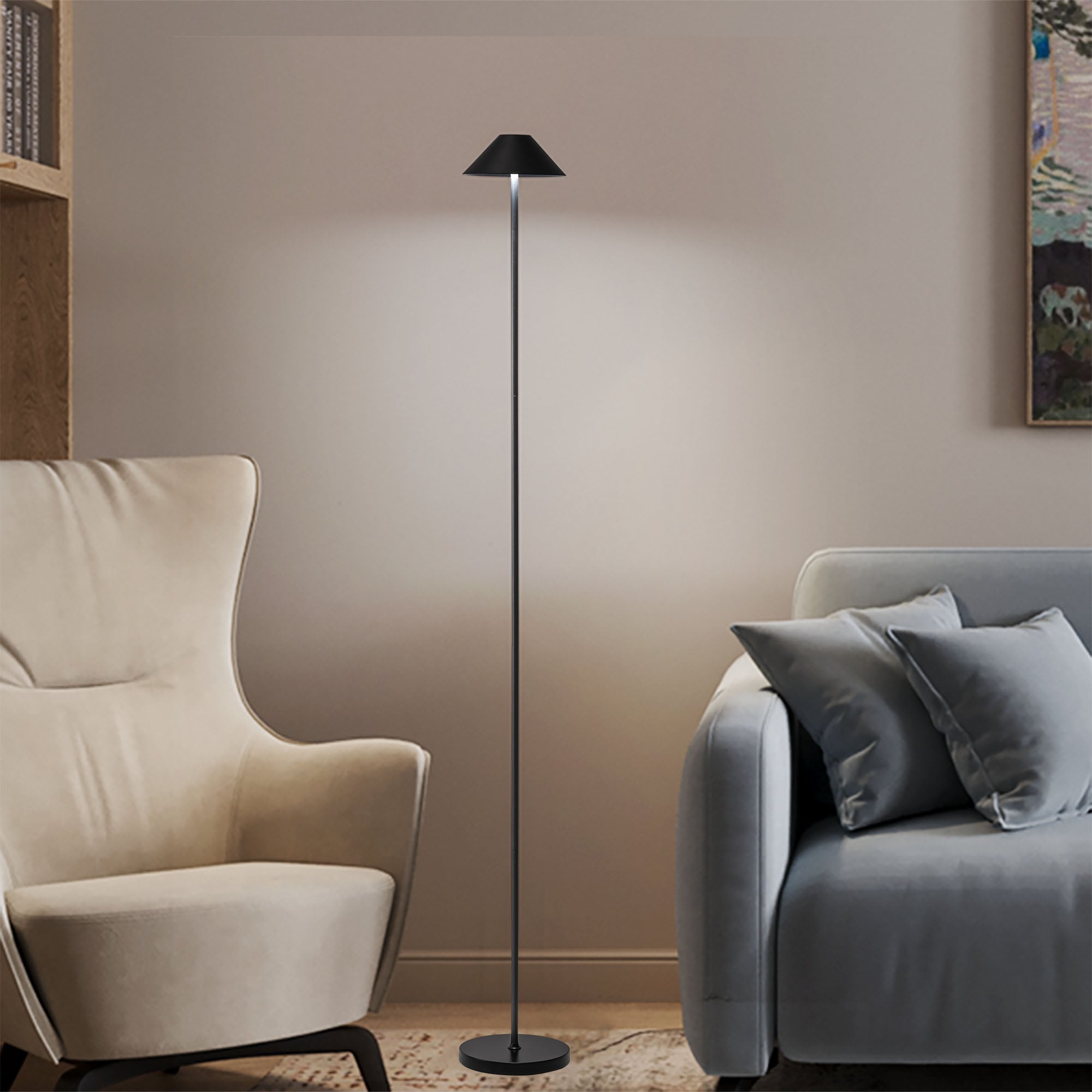 Netin IP43 Waterproof 47-in Adjustable Black Touch Standard Desk Lamp with Metal Shade