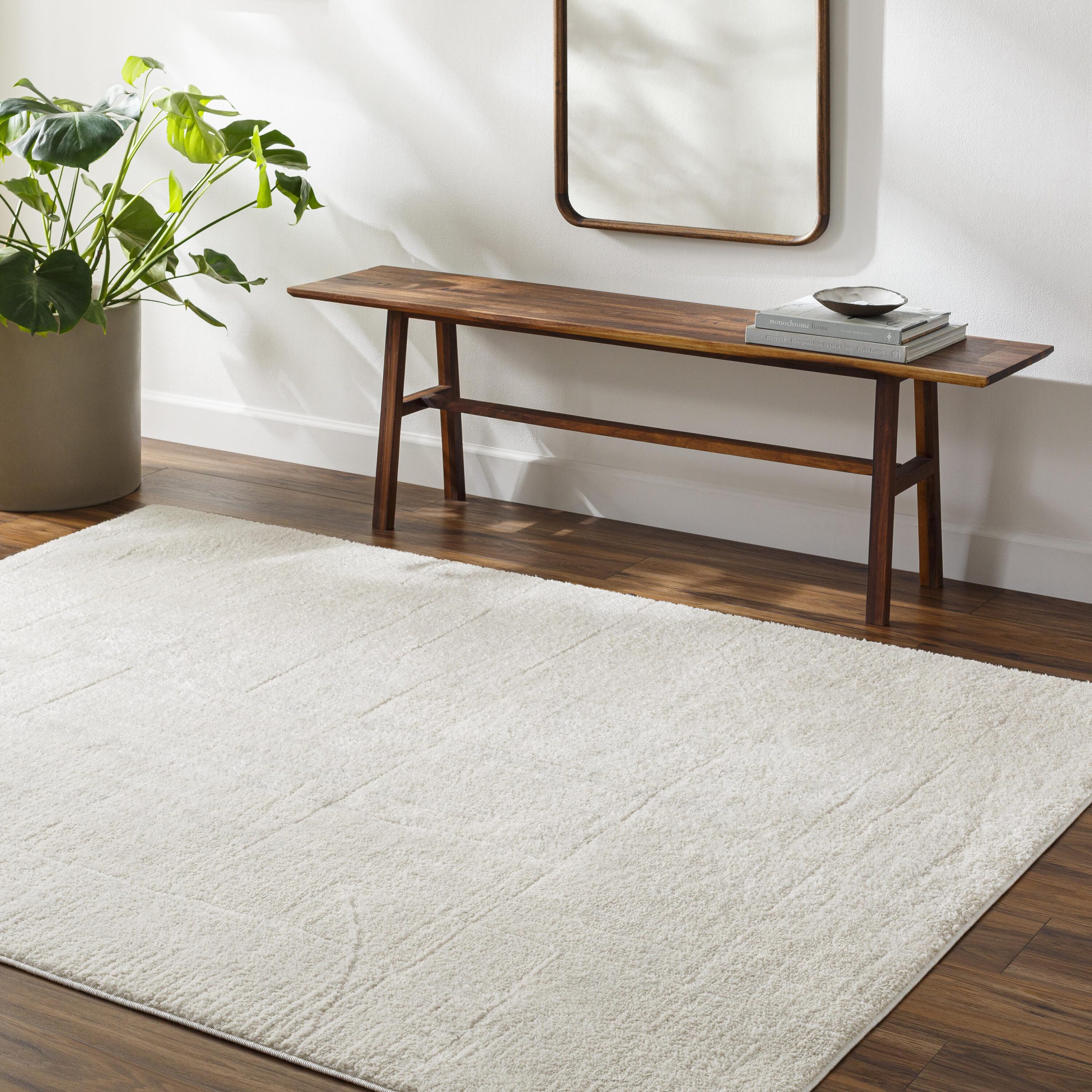 Livabliss FEU2309-2773 2 x 7 (ft) Polyester Off-white Rectangular Indoor Geometric Global Runner rug