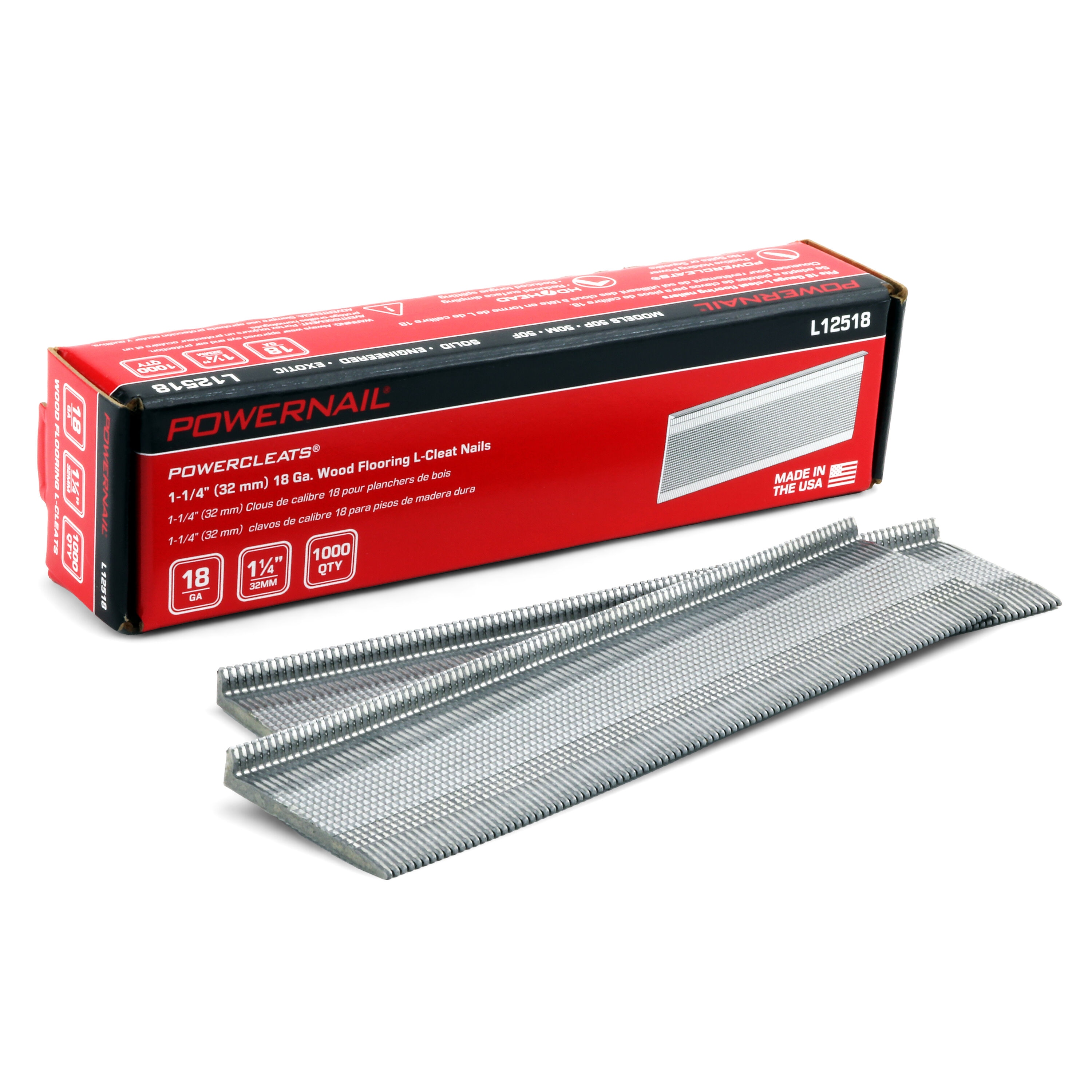 Powernail L12518 1-1/4-in 18 -Gauge Alloy Barbed Shank Adhesive Collated Flooring Nails Box
