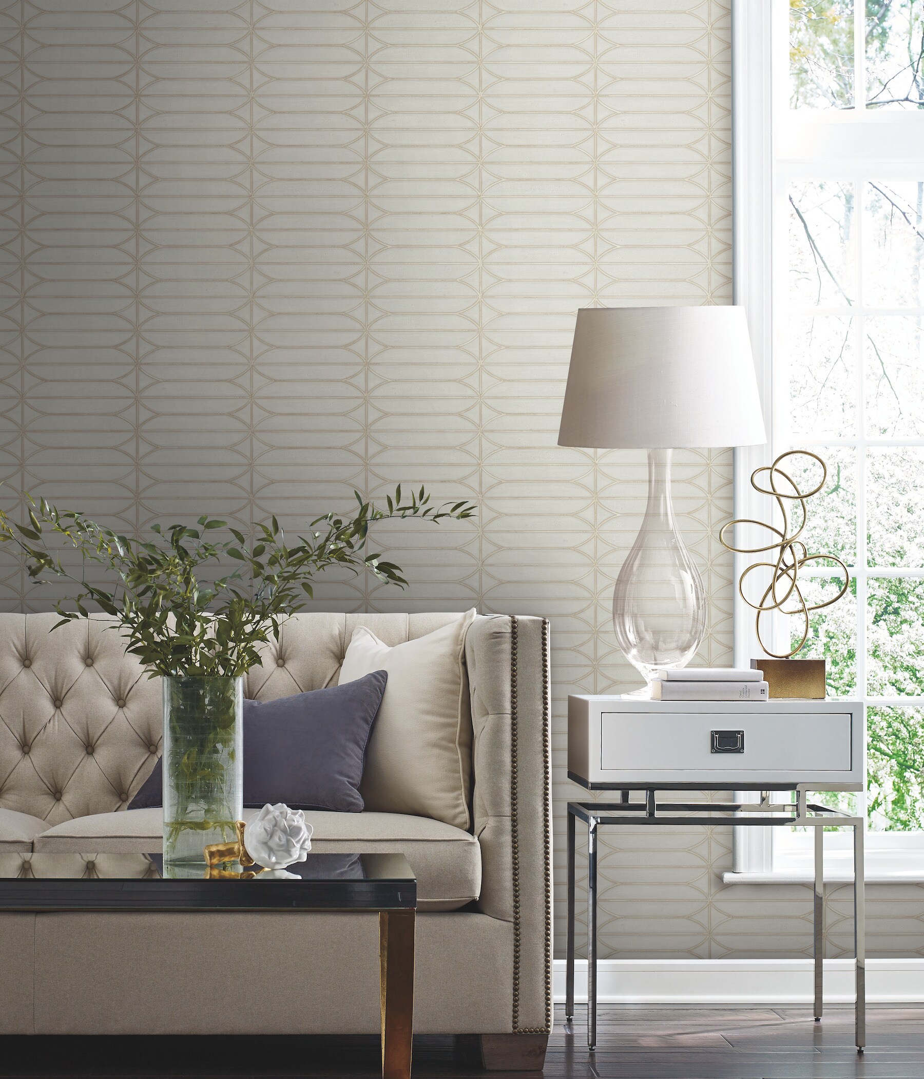 Candice Olson Taupe Pavilion Peel and Stick Wallpaper in the Wallpaper