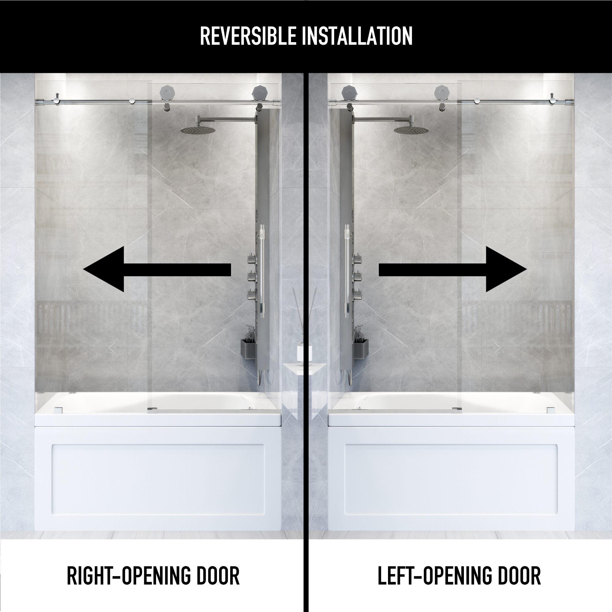 Elan Hart 60" Frameless Sliding Tub Door with Clear Glass