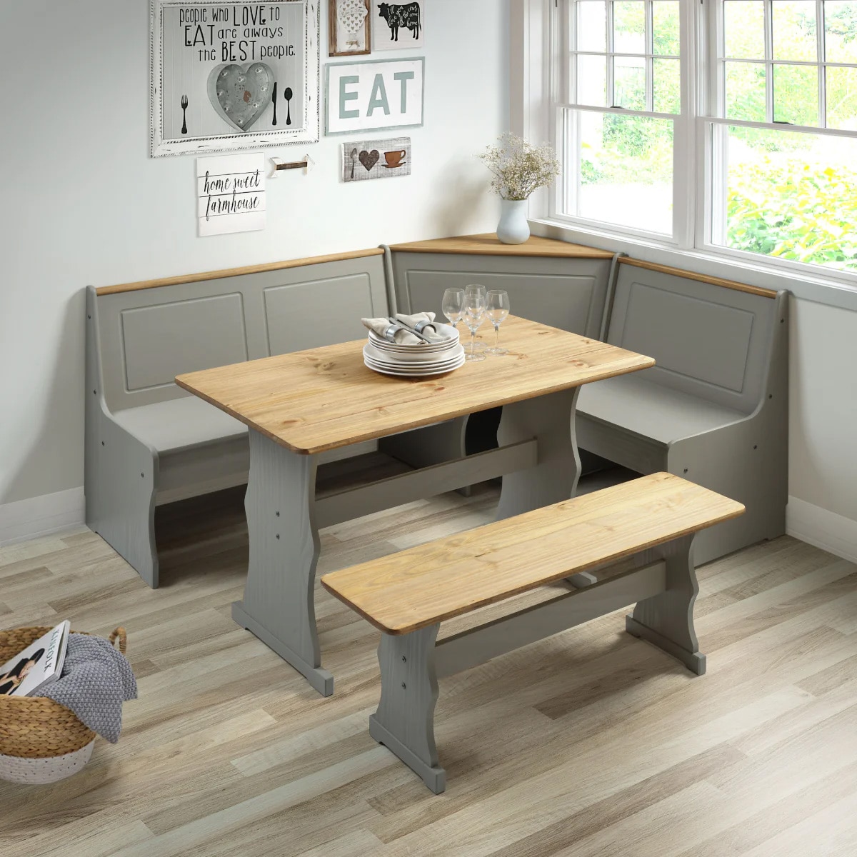 OSHOME COG805 Corona Gray Country Dining Room Set with Rectangular Table ( Seats 5 )