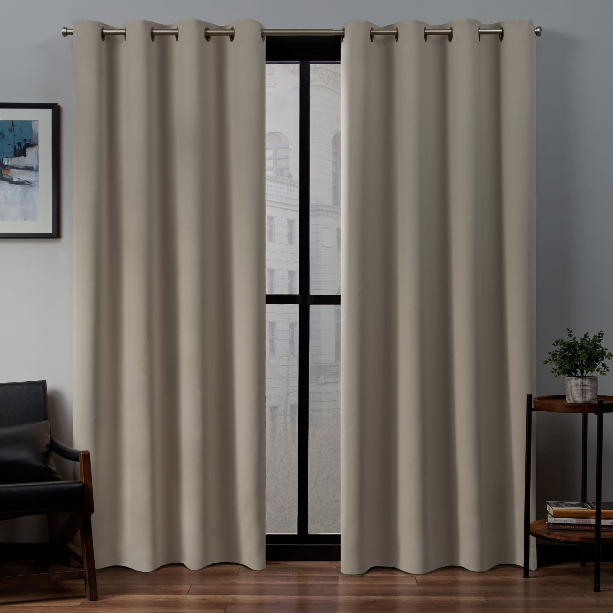 Exclusive Home EH7983-17 2-108G 108-Inches Stone Room darkening Interlined Grommet Curtain panel pair