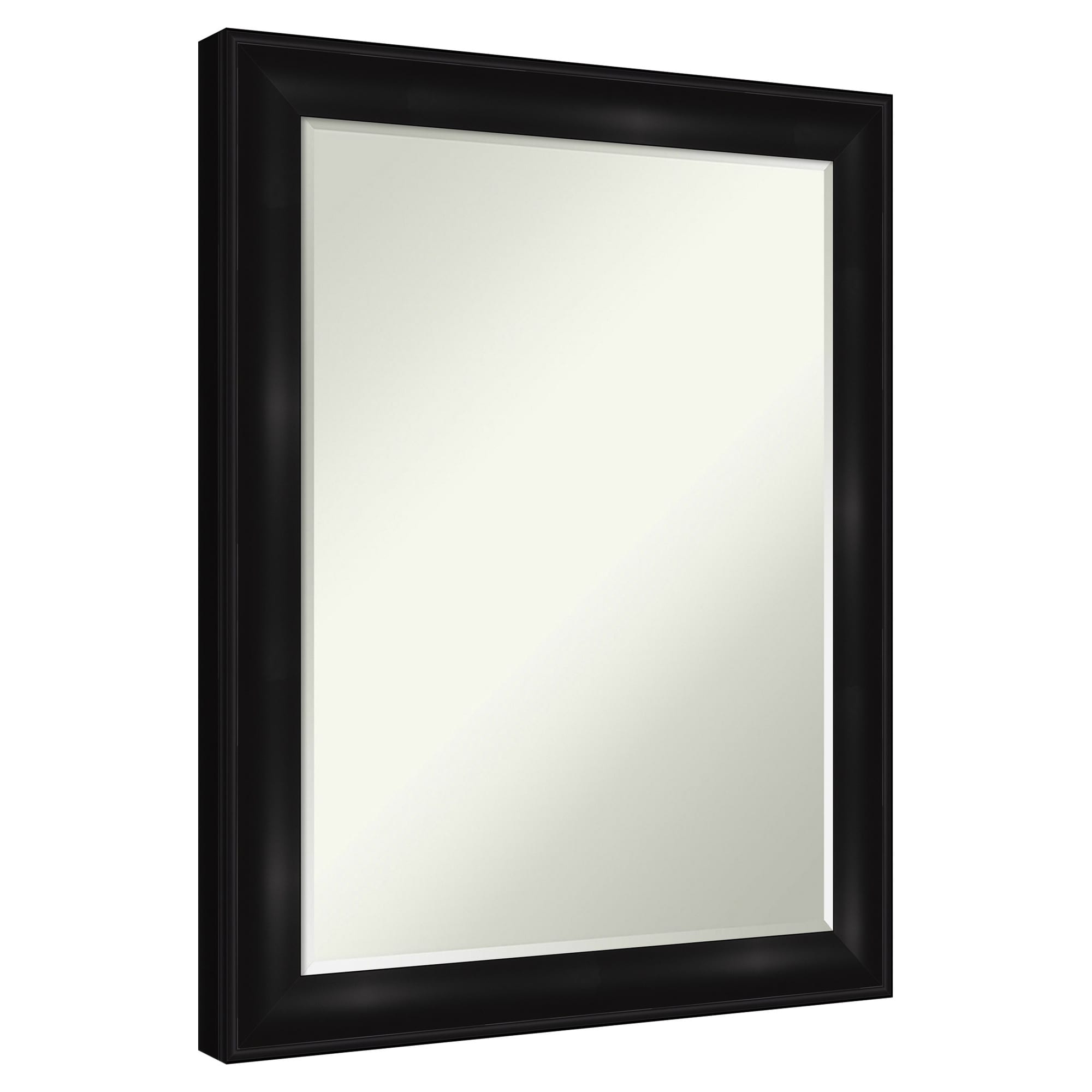 Amanti Art - Petite Bevel Mirror Grand Black Narrow Framed Wood Bathroom Wall Mirror 28 x 22 in.