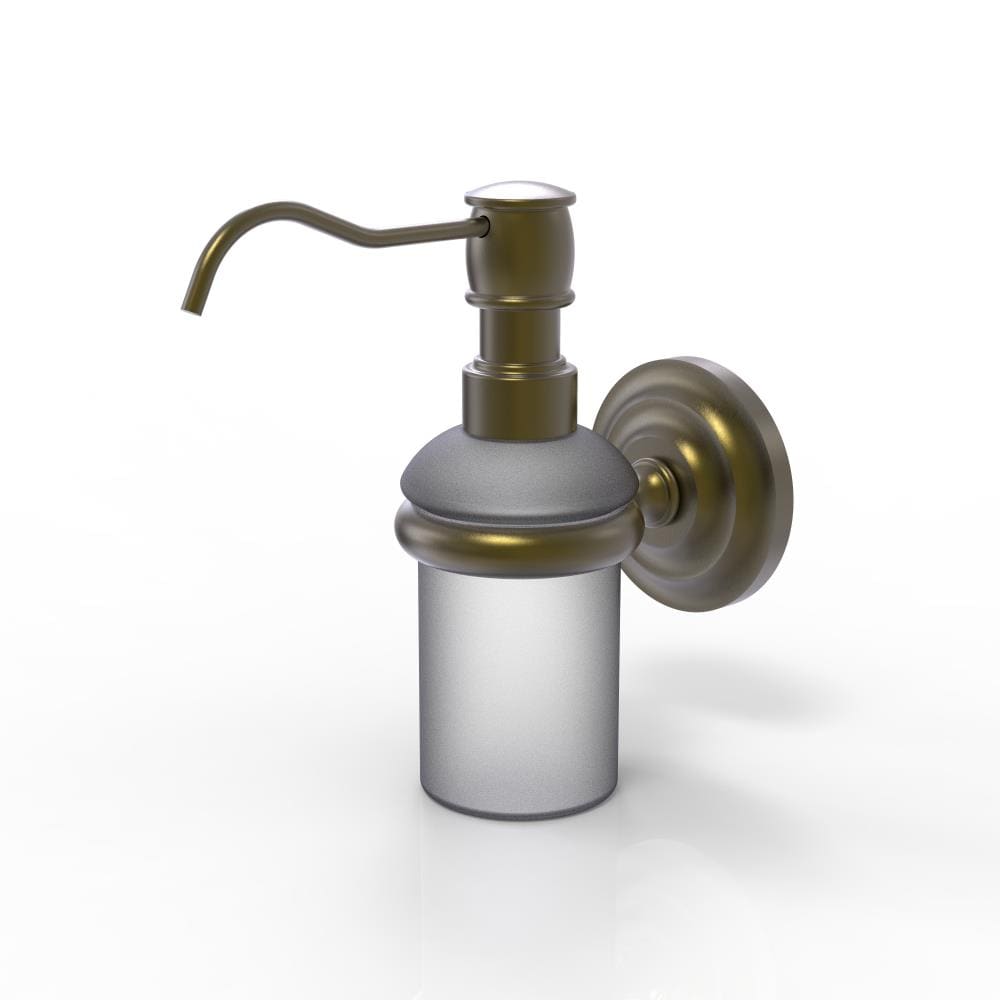 Allied Brass PQN-60-ABR Prestige Que New Antique Brass 5-oz. Capacity Wall-mount Soap and Lotion Dispenser