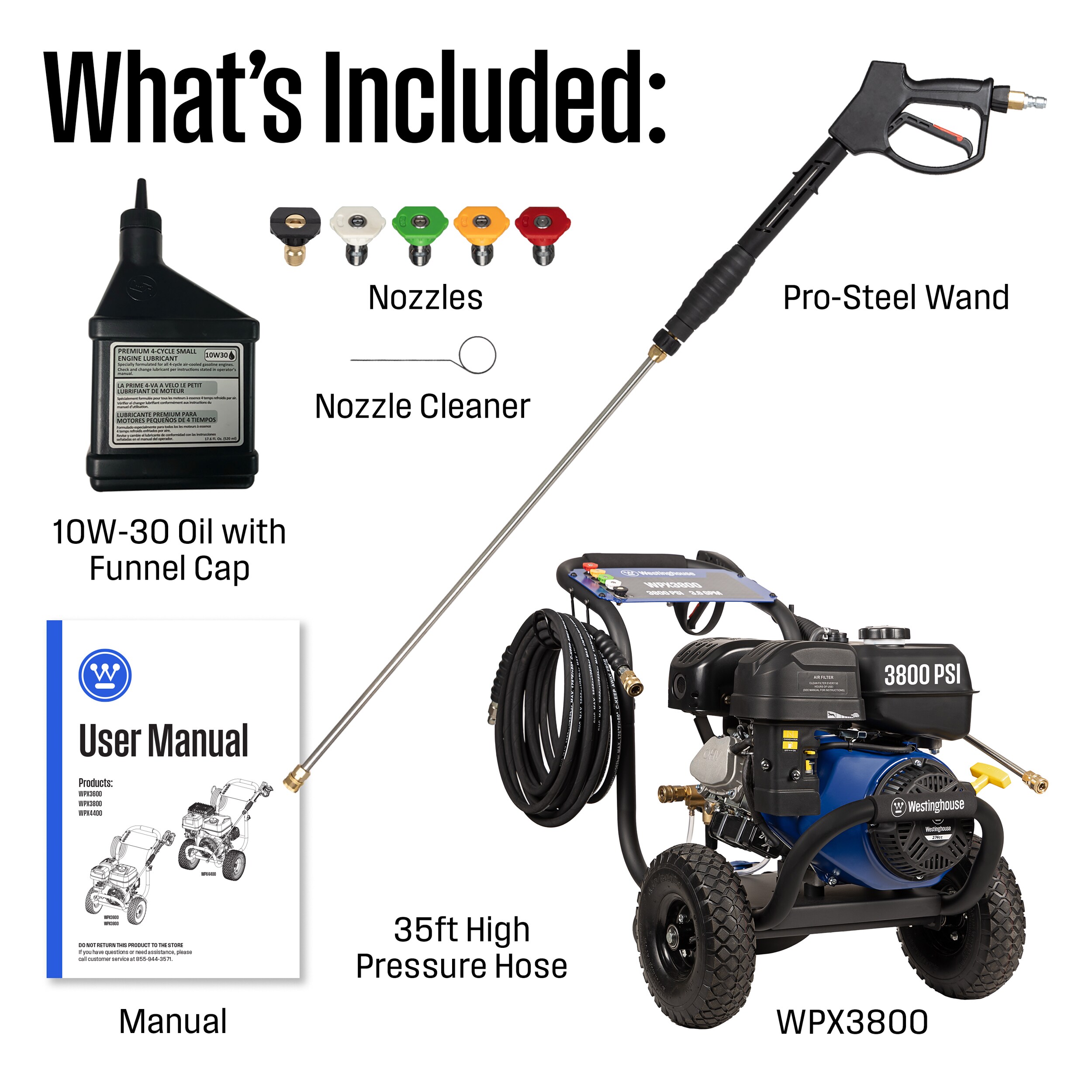 5 Quick-Connect Nozzles For Westinghouse WPX 3800PSI 3.6GPM Pressure Washer