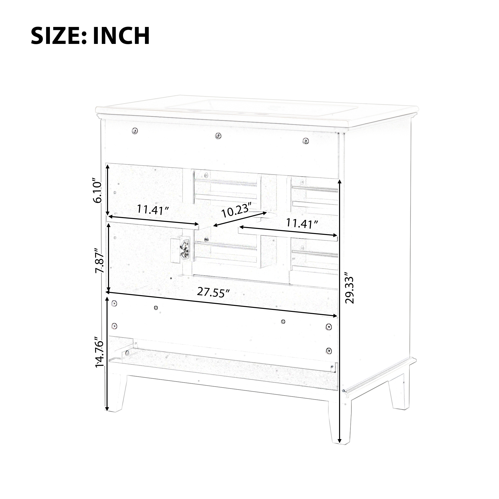 WELLFOR 30-in Black Undermount Single Sink Bathroom Vanity with White ...