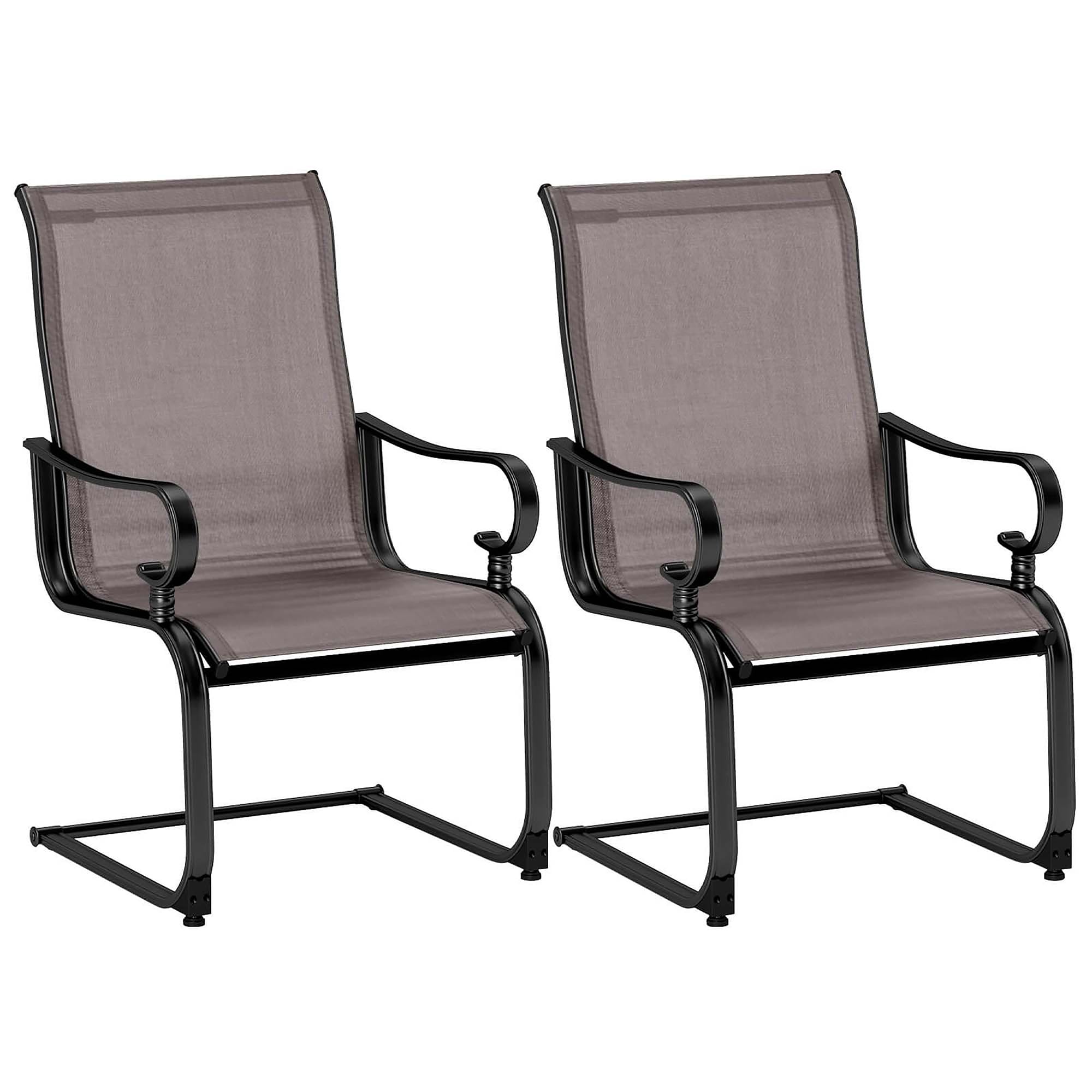 Costway HCST05699 Set of 2 Gray Metal Frame C-spring Conversation Chair with Gray Mesh Seat