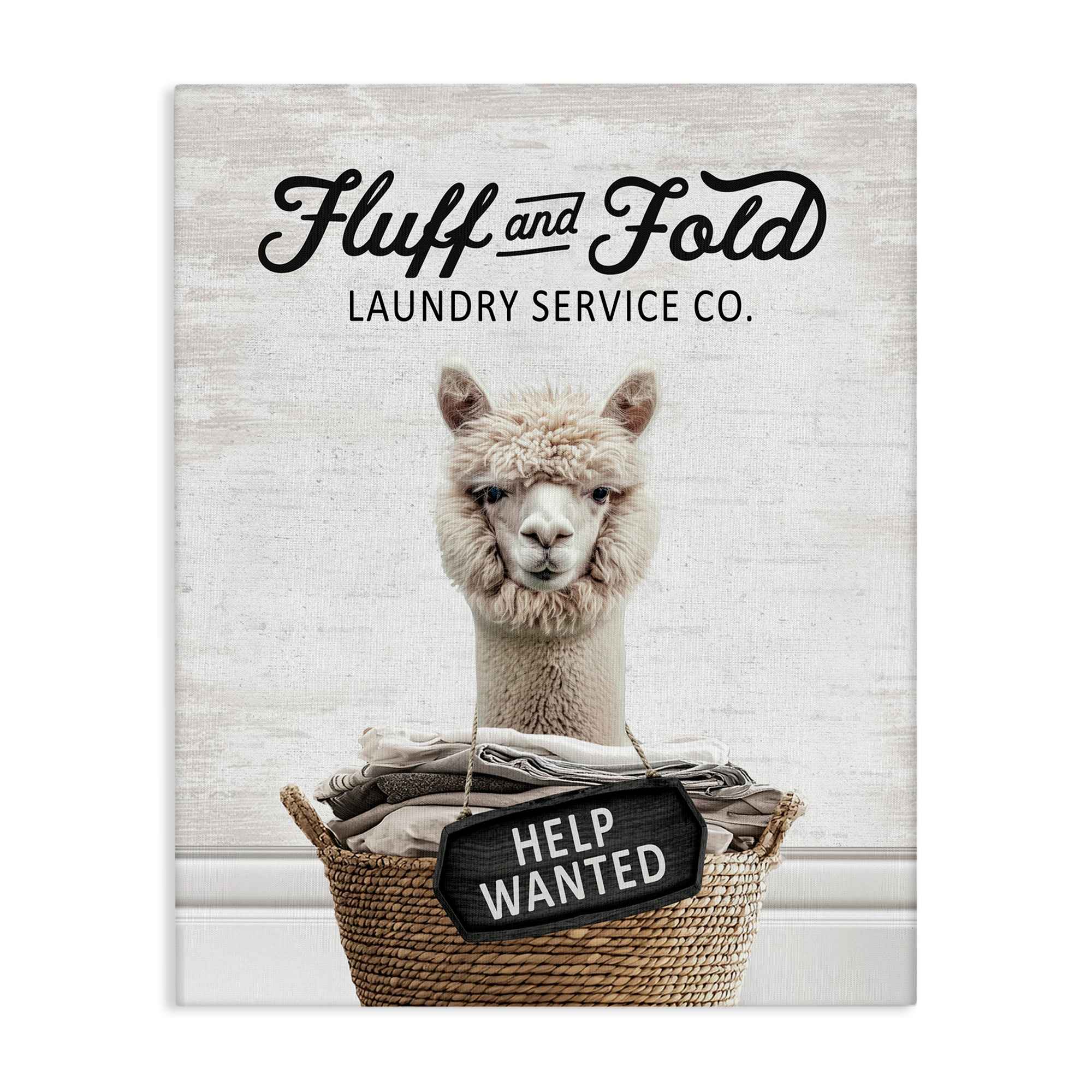 Stupell Industries BS-900-CN-36X48 Fluff and Fold Laundry Alpaca Canvas Wall Art By Lettered and Lined 36 x 48