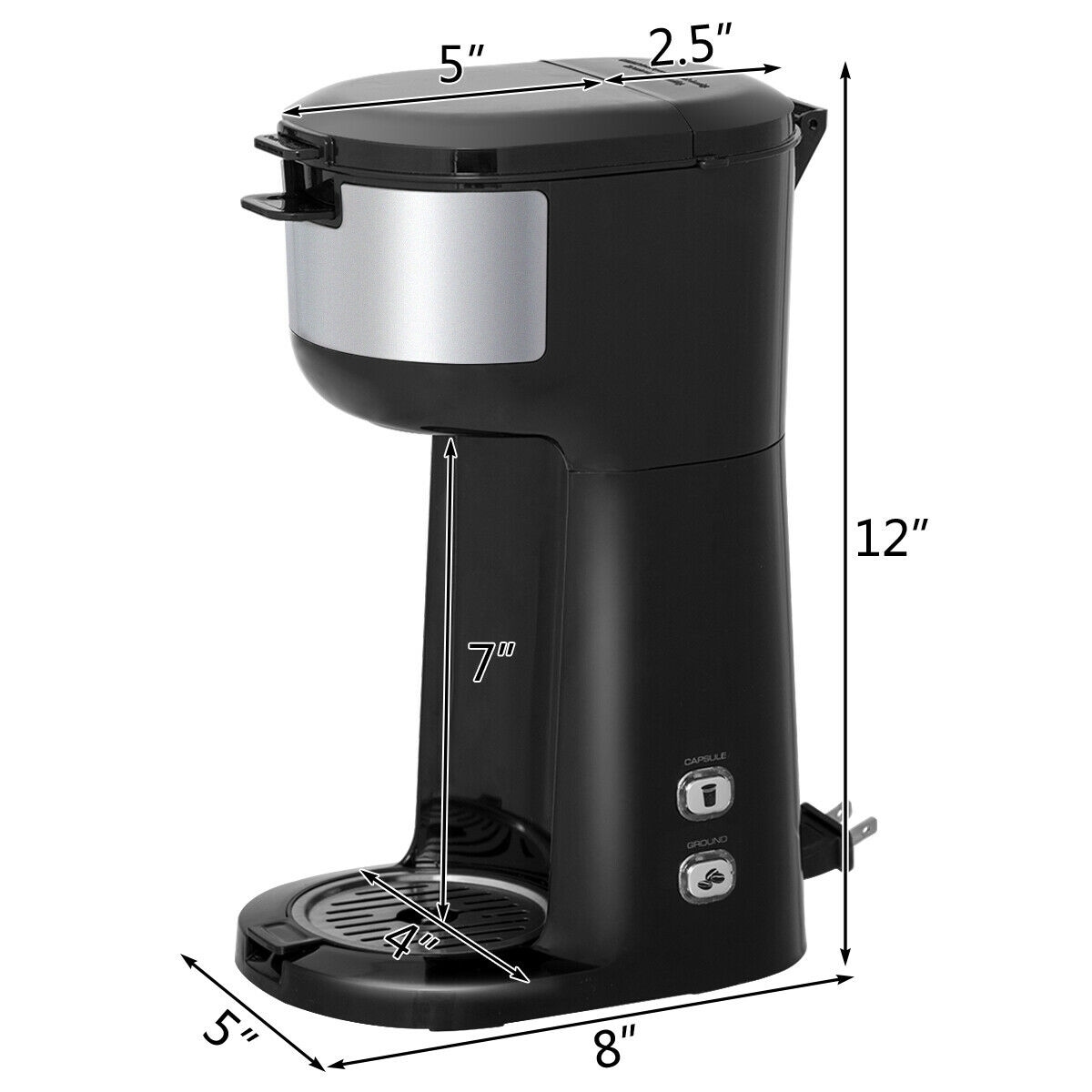 Single Serve Coffee Maker Brewer for Capsules and Ground Coffee