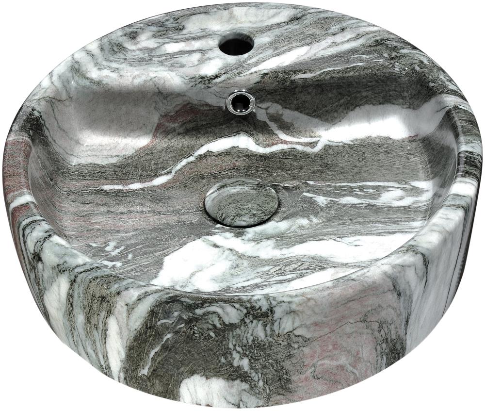 ANZZI LS-AZ254 Rhapsody Ceramic Vessel Round Modern Neolith Marble Bathroom Sink with Drain Included ( 17.3-Inches x 17.3-Inches )