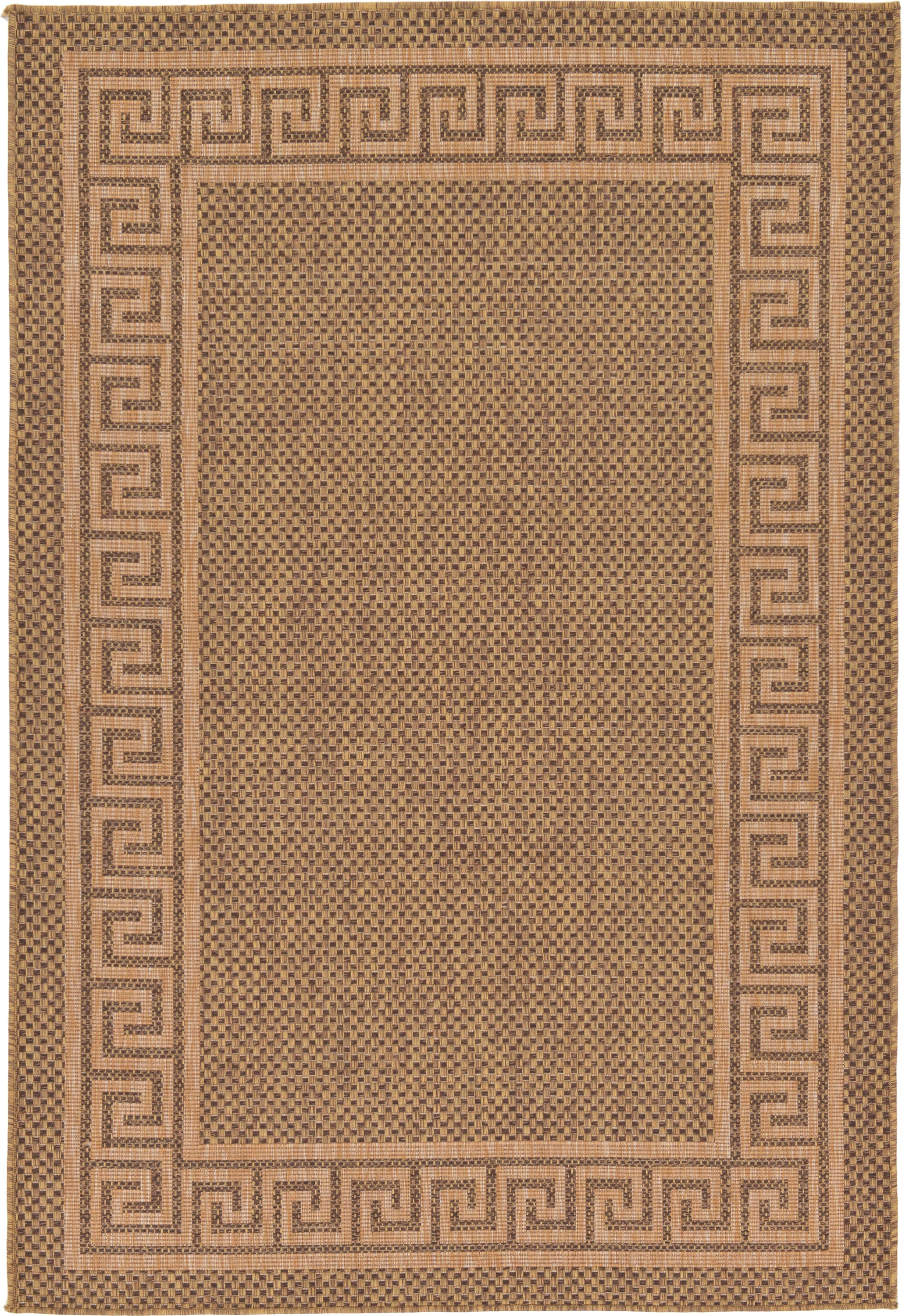 Brown Rectangular Stain-Resistant Synthetic Outdoor Rug