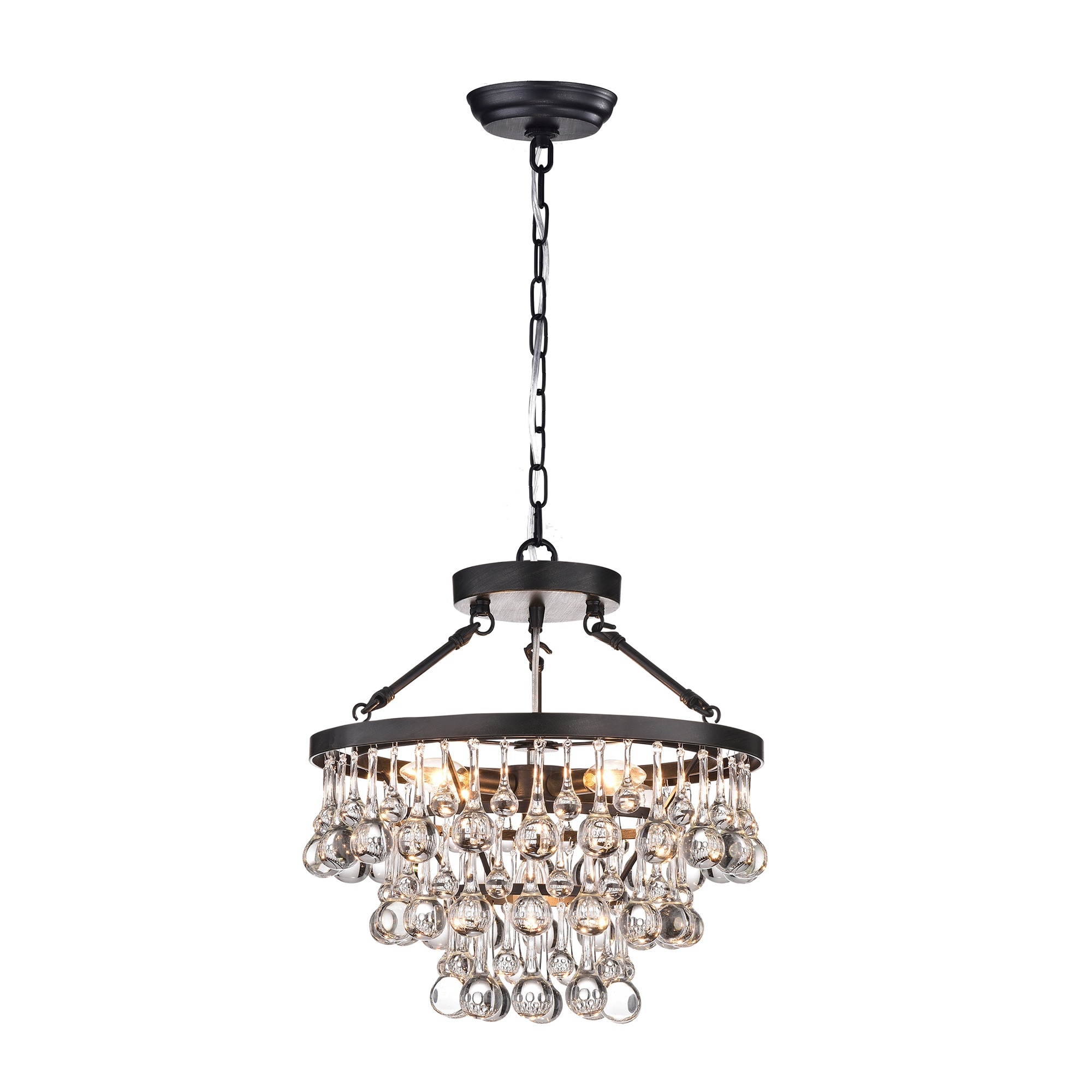 KINWELL BSC-GS017-DBN Modern Chandelier 5 -Light Black Traditional Crystal For Use in Bedrooms, Dining Rooms, Kitchens, Living Rooms Chandelier