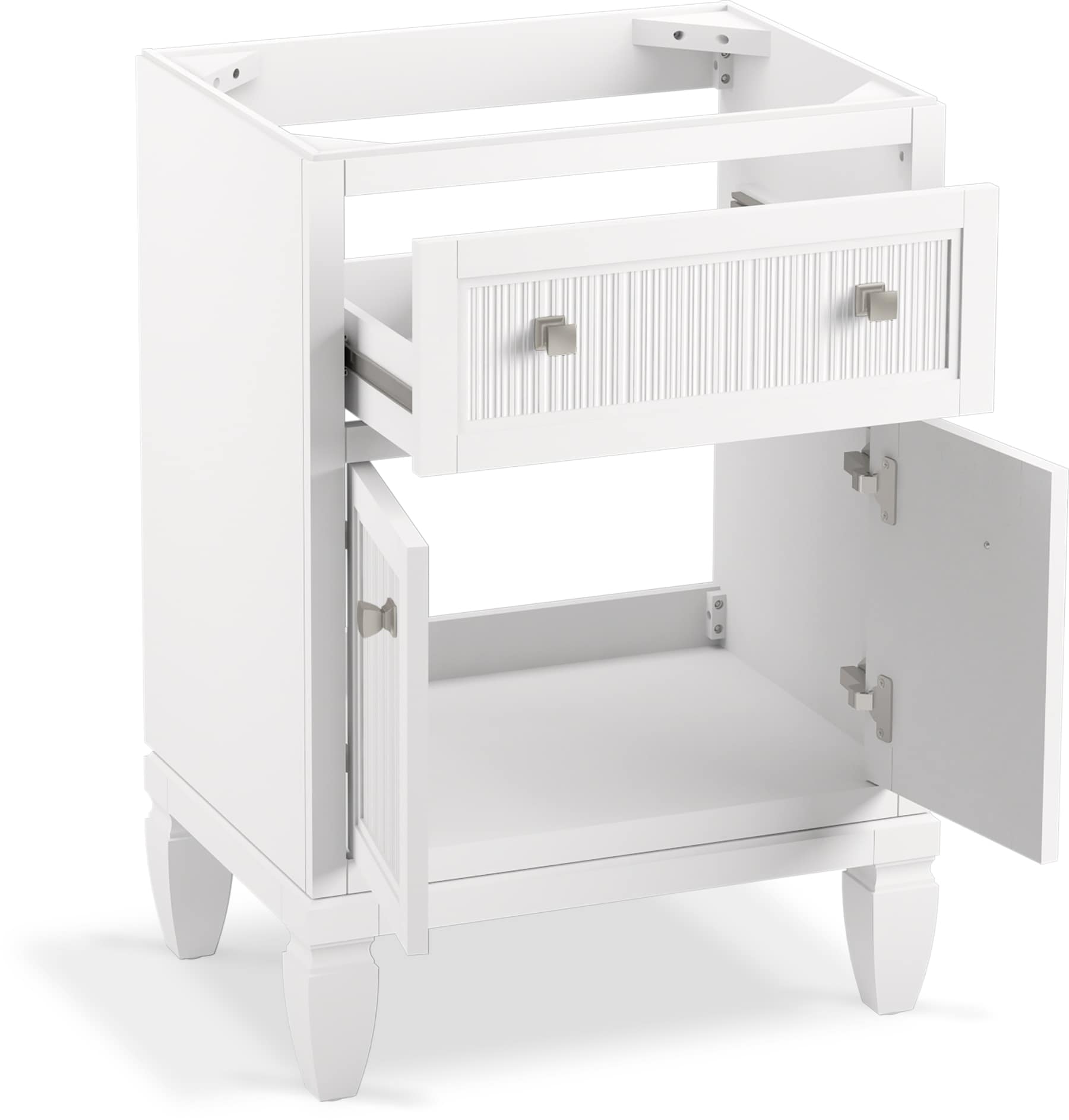 Hearthaven 24" White Freestanding Single Vanity with Quartz Top