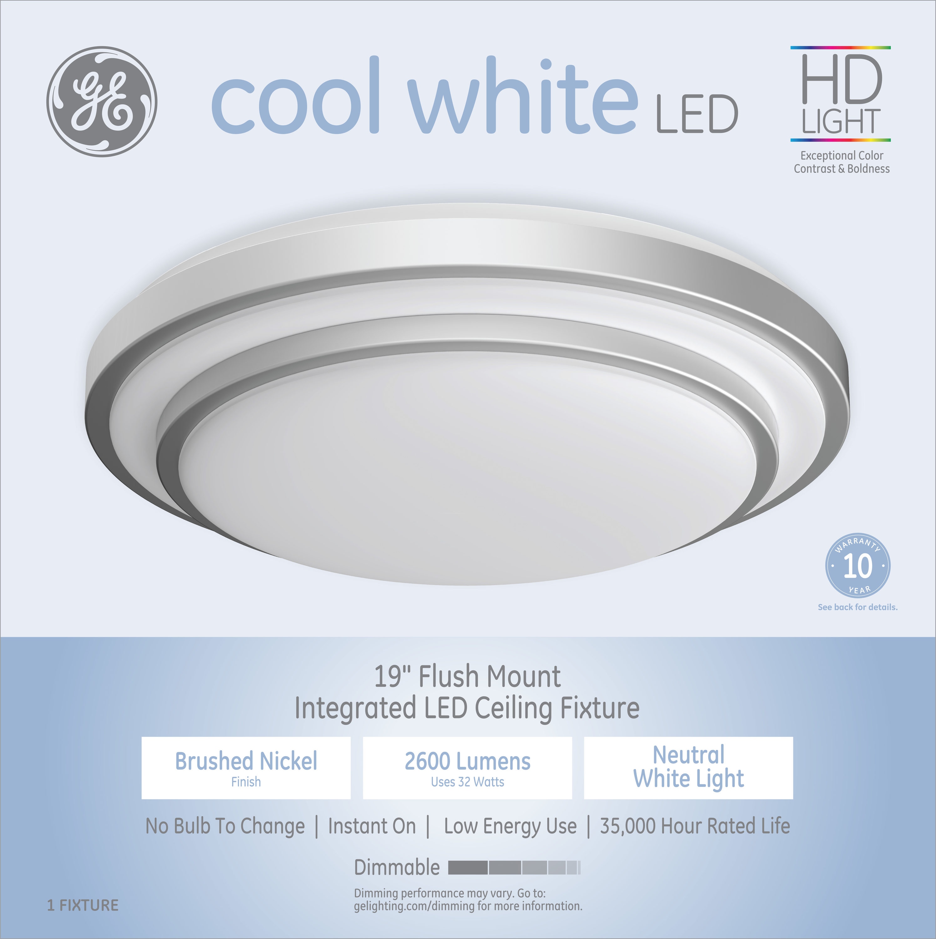 Ge 1 Light 19 In Brushed Nickel Led Semi Flush Mount At Lowes Com