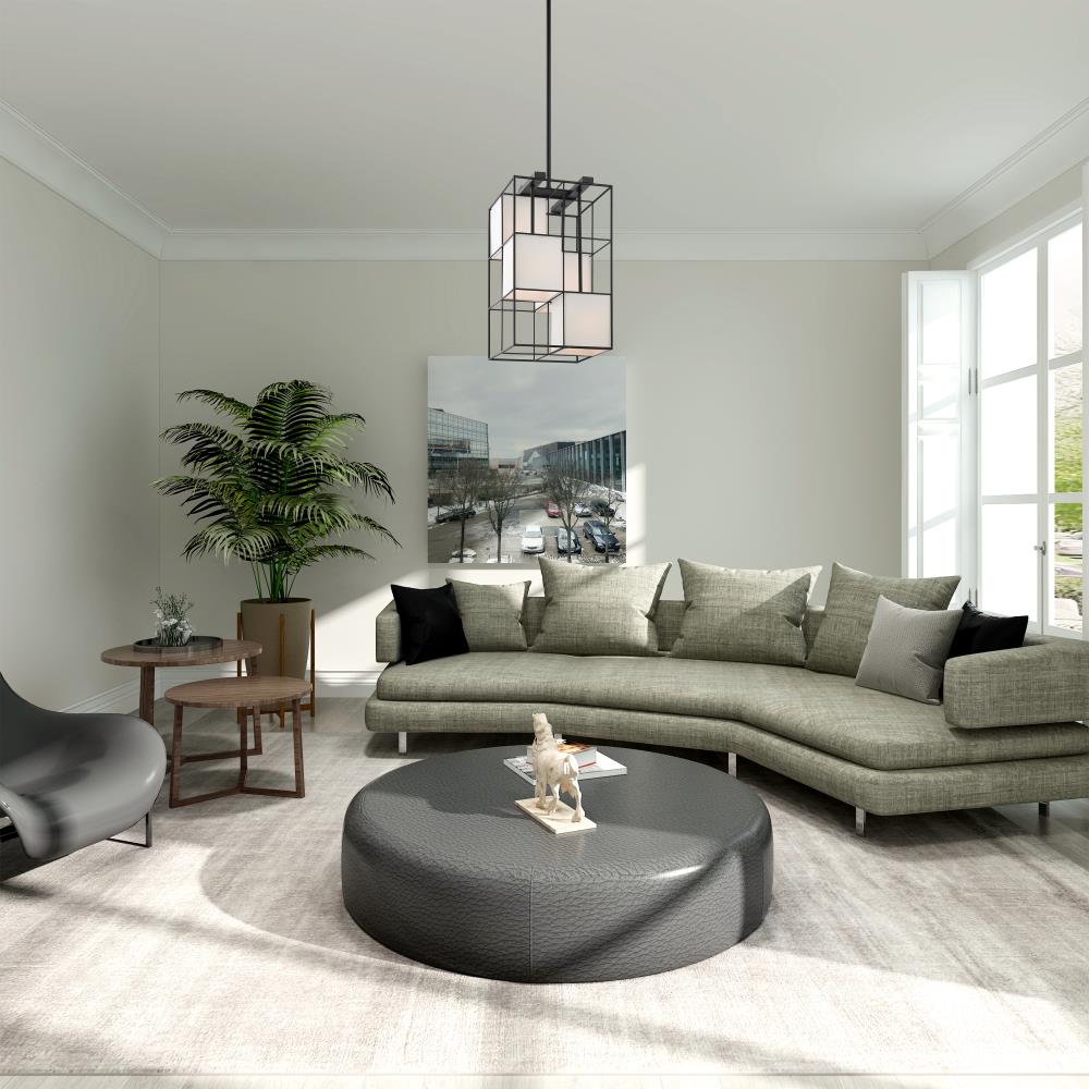 Trondheim 4-Light Crystal & Black Fabric Shade Pendant