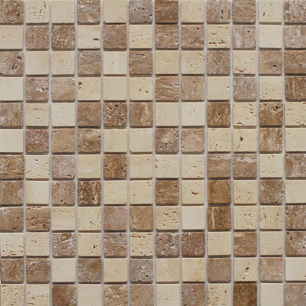 Instant Mosaic 6-Pack 12-in x 12-in Natural Stone Travertine Versailles Mosaic Peel & Stick Tile