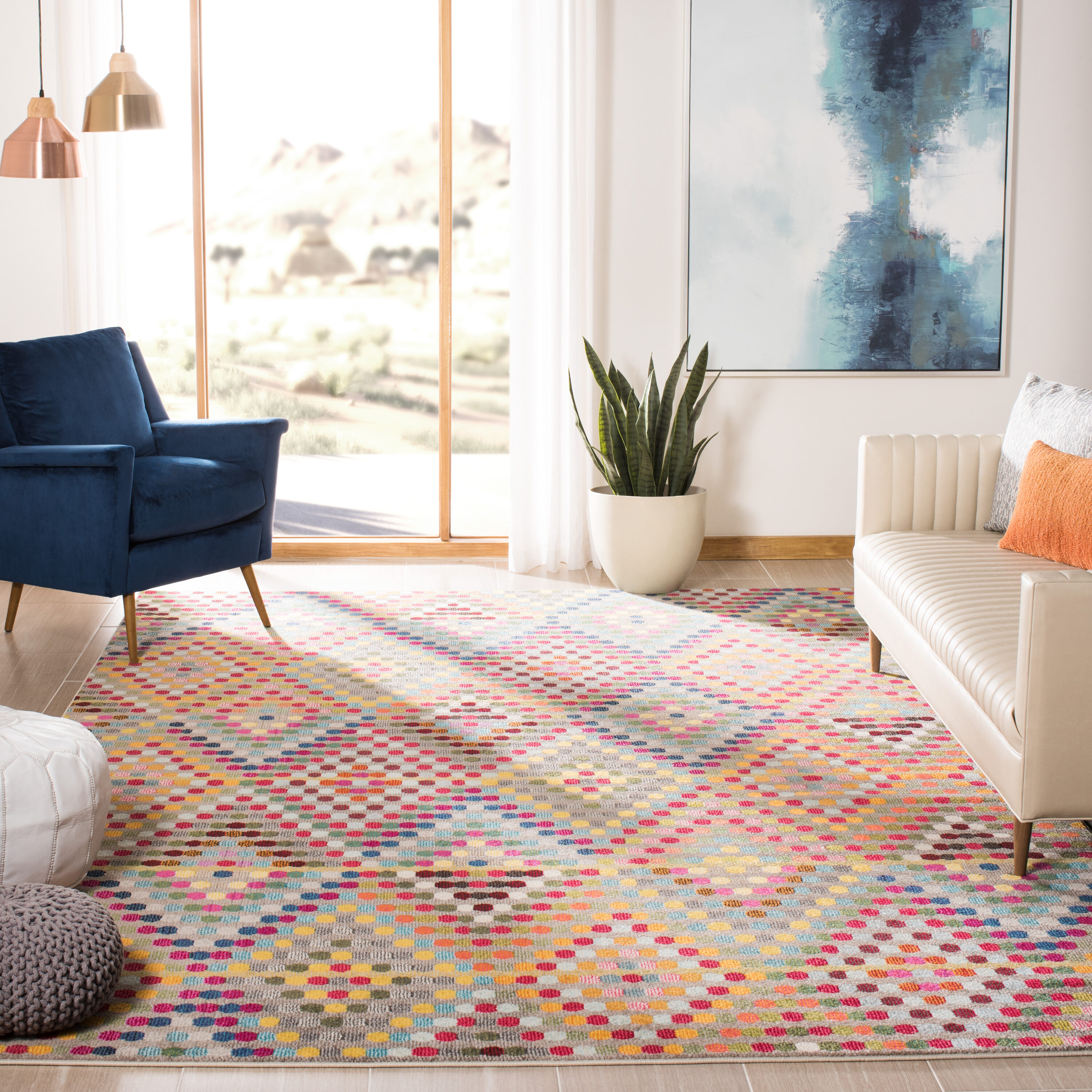 Safavieh MNC204F-8 Monaco Quilt 8 x 11 (ft) Loomed Polypropylene Multi/Beige Rectangular Indoor Geometric Area rug