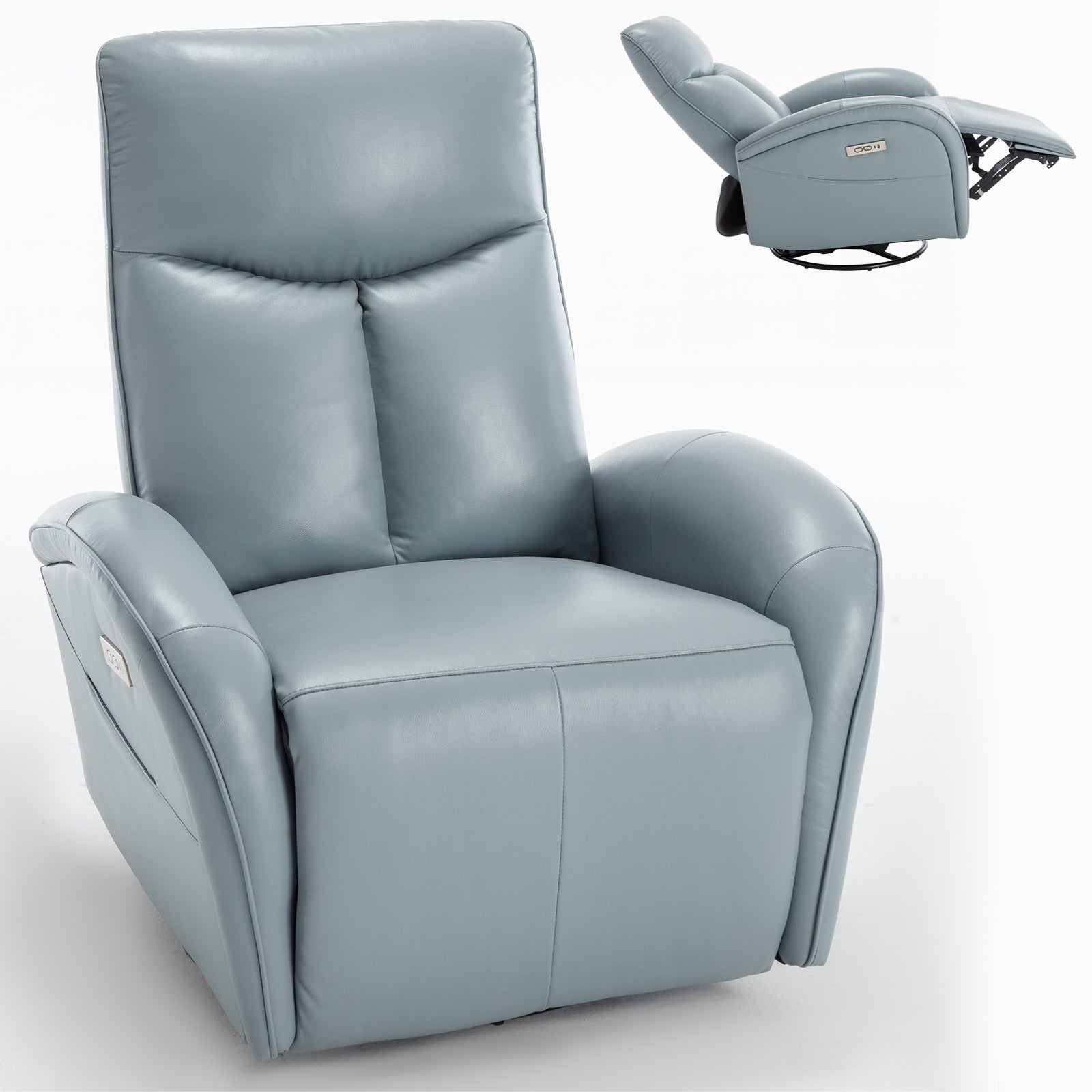 Boyel Living BL-CM807BL Power Recliner Chair with Lumbar Support Max Swivel Degree 270° Heavy Duty Motion Mechanism with USB and Type-C Ports