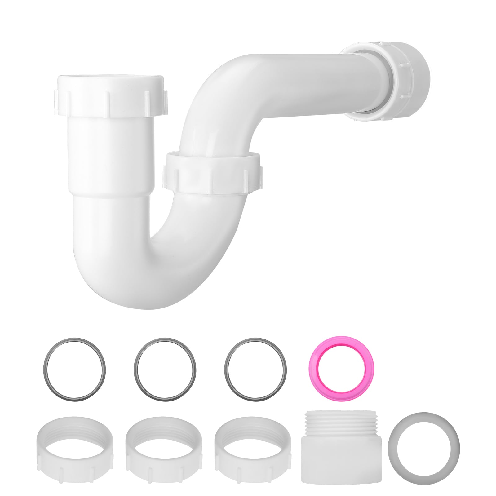 VEVOR - P-Trap  1-1/2 Inch P Trap Sink Drain Pipe Kit with Threaded Adapter and TPU Leak-Resistan...