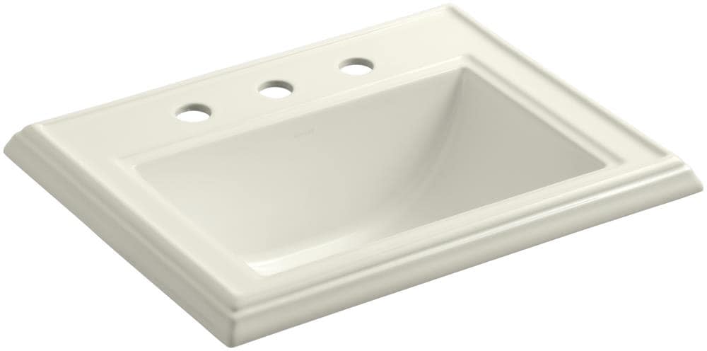 KOHLER 2241-8-96 Memoirs Vitreous china Drop-in Rectangular Traditional Biscuit Bathroom Sink ( 22.75-in x 18-in )