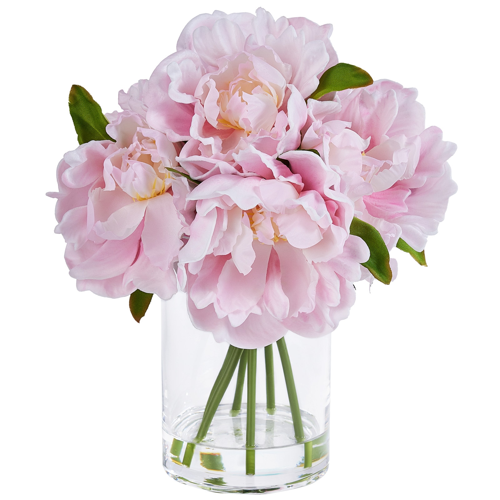 VeriNatural 10.6-in Pink Indoor Desktop Peony Artificial Plant Fake Flower in Glass Vase Home Decor