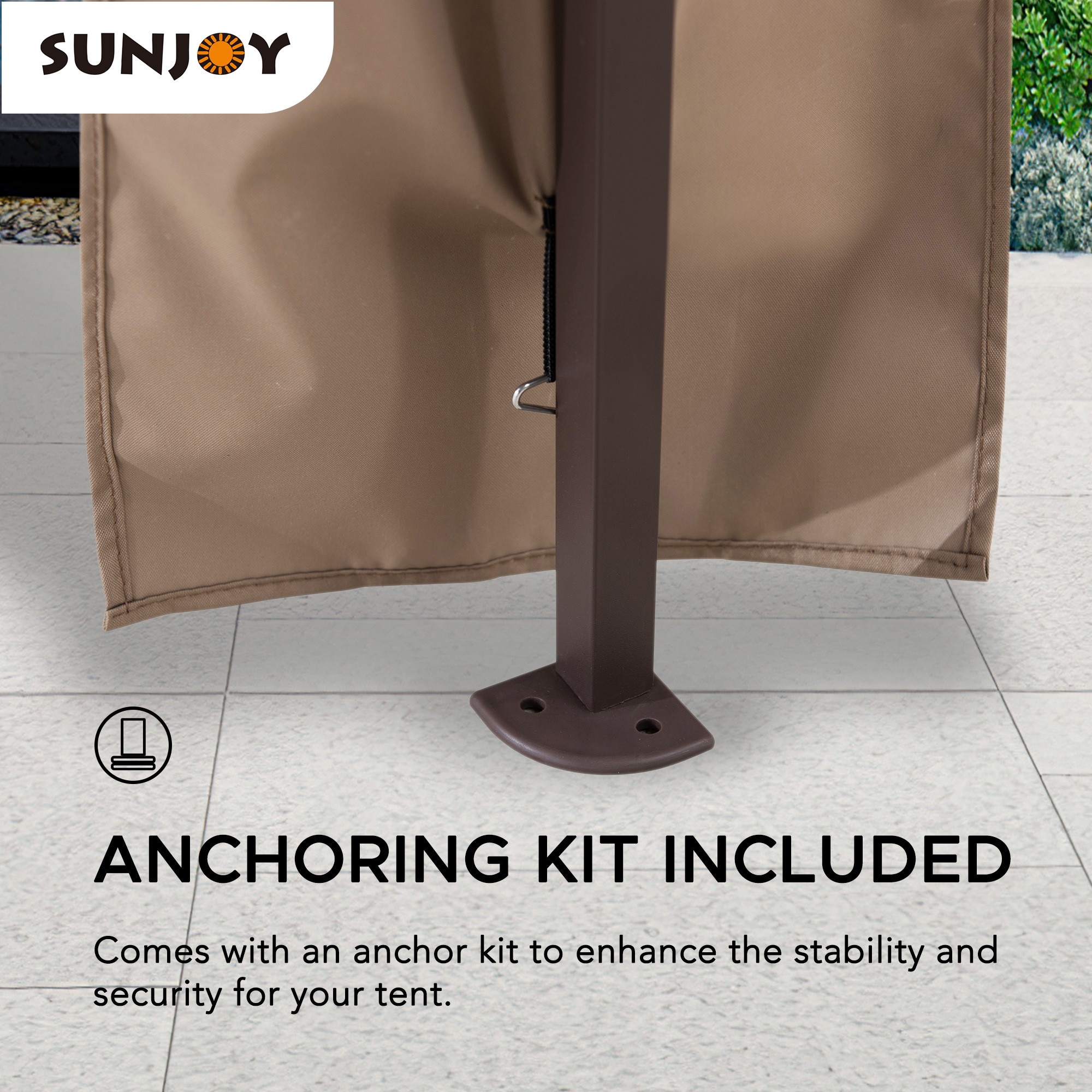 Sunjoy 11-ft x 11-ft Square Khaki Metal Polyester Roof Pop-up Gazebo ...