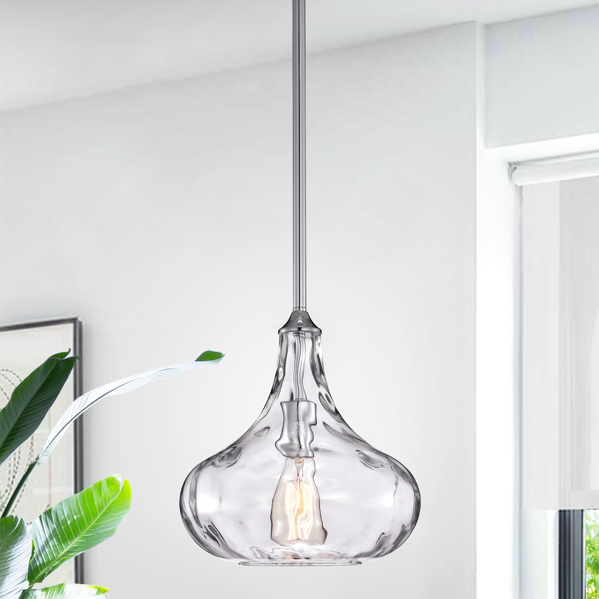 Enielle Clear Glass and Chrome Pendant Light