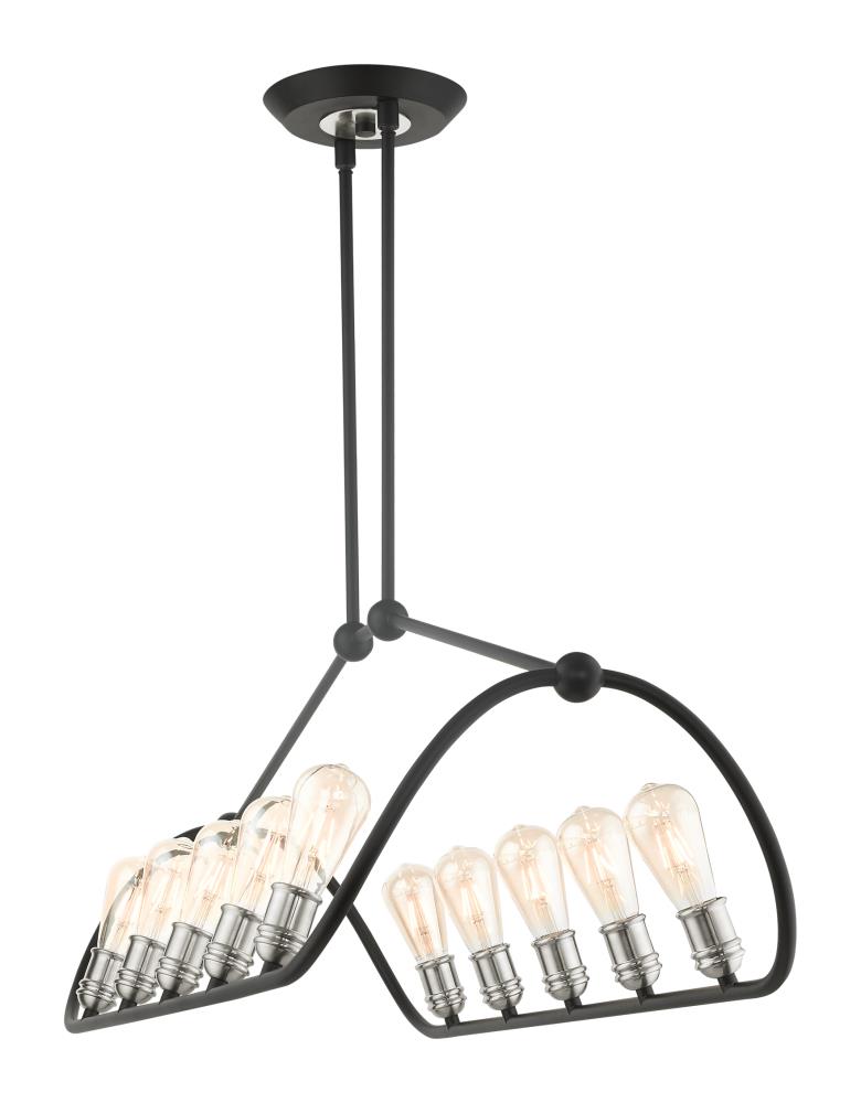 Archer 10-Light Black and Nickel Linear Chandelier