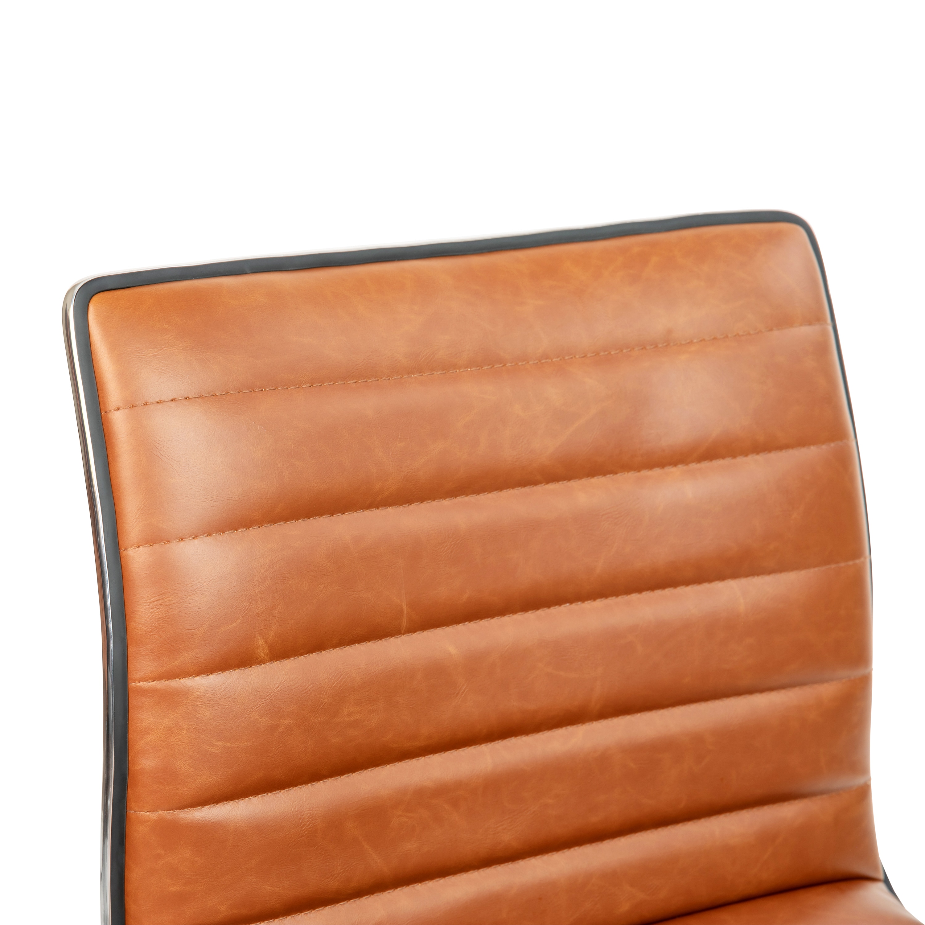 Brown Vinyl Low Back Armless Task Chair with Chrome Frame