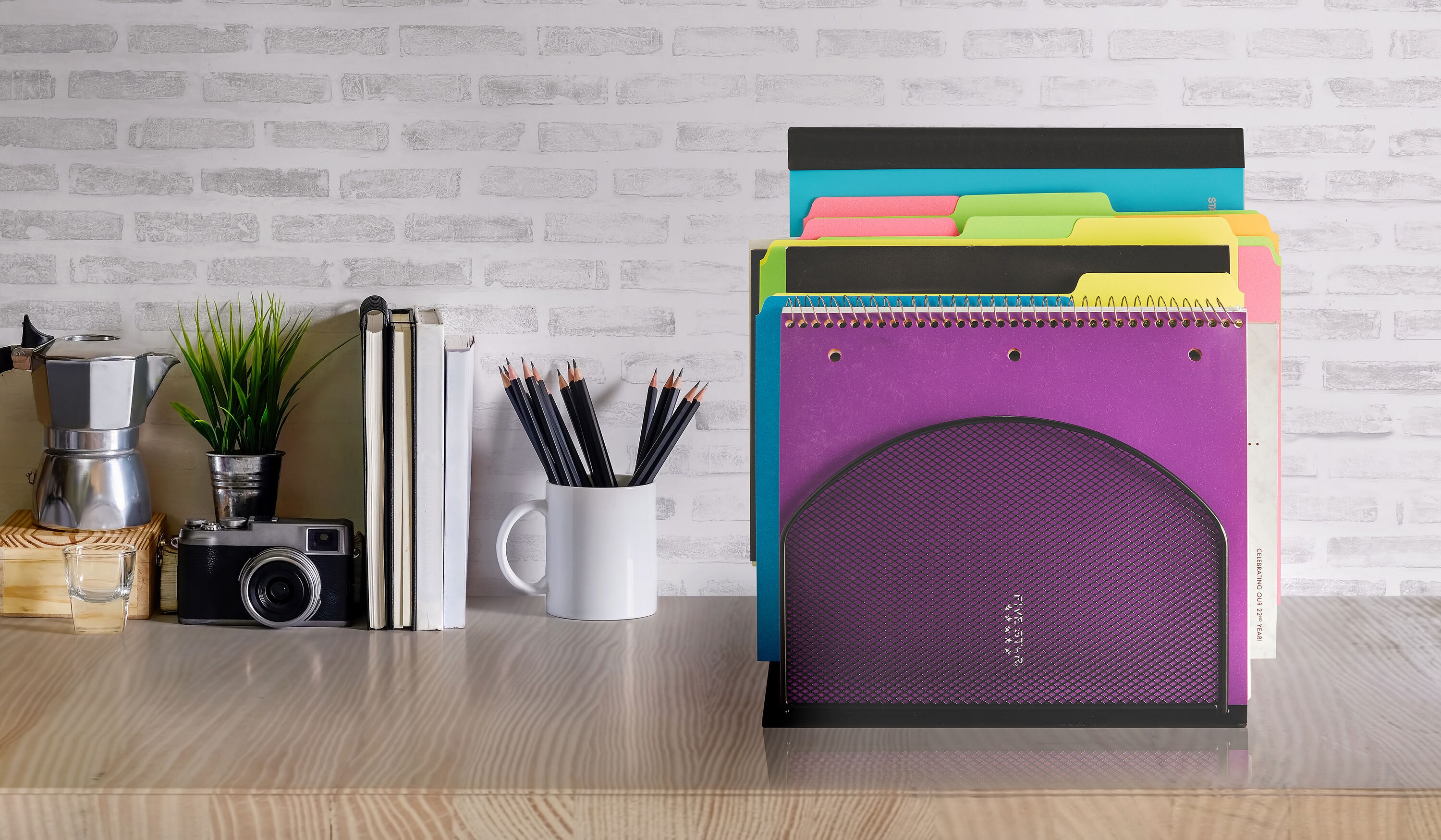 AdirOffice Purple 6 Compartment Desktop File Classroom Literature Organizer (2-Pack)