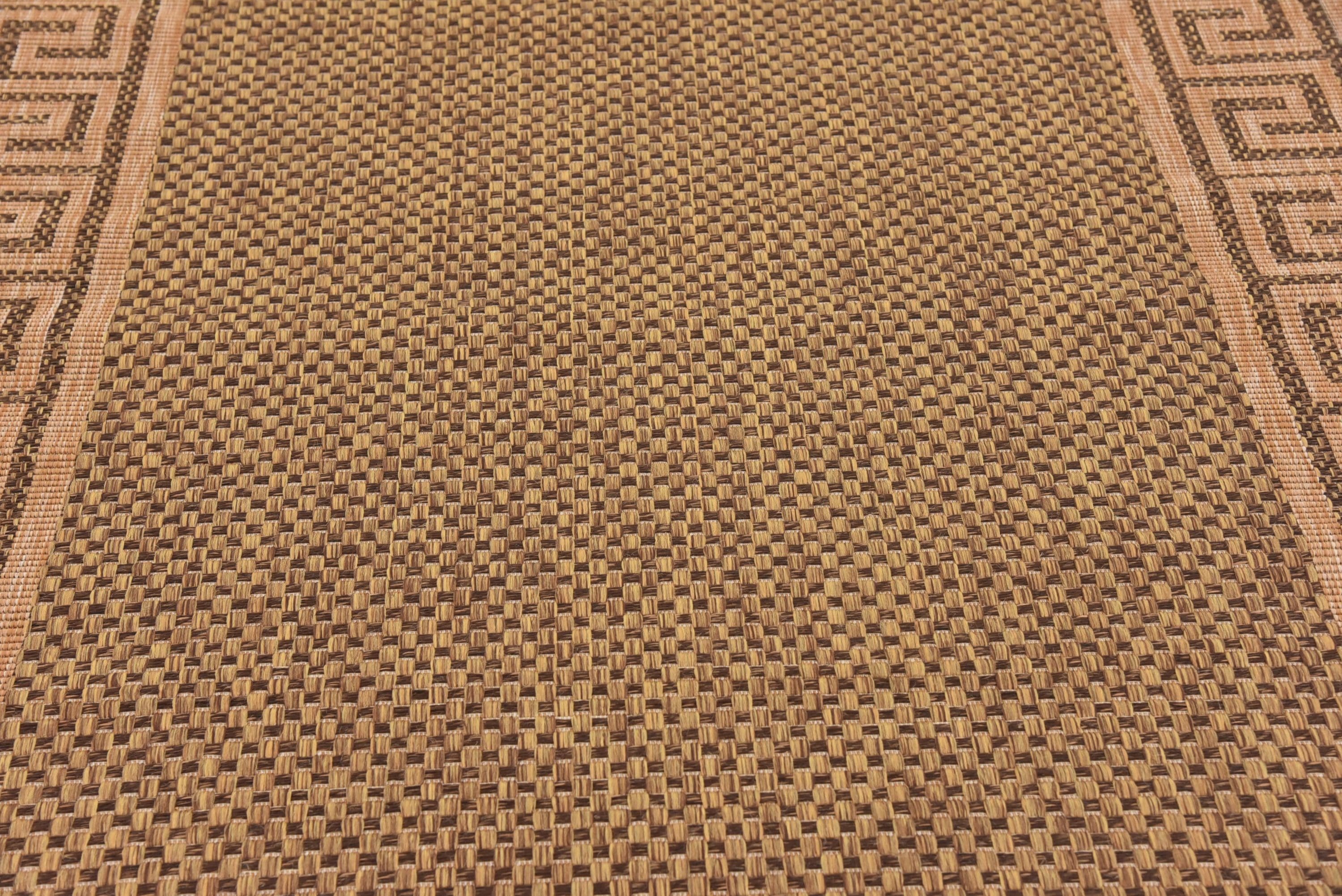 Brown Rectangular Stain-Resistant Synthetic Outdoor Rug