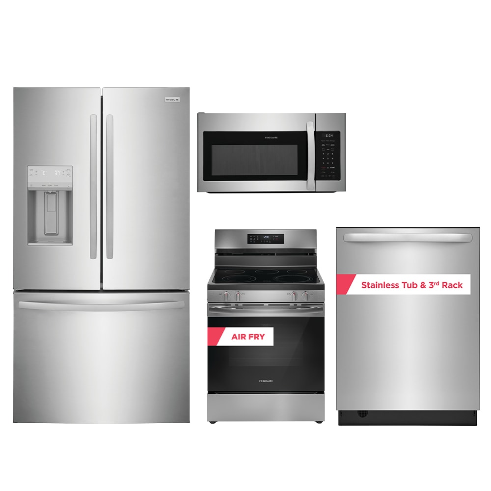 Shop Frigidaire Gallery 22.3-cu ft Side-by-Side Refrigerator with Ice Maker  and Electric Self-Cleaning Air Fry Convection Oven 4 pc Suite in  Smudge-Proof Stainless Steel at Lowes.com