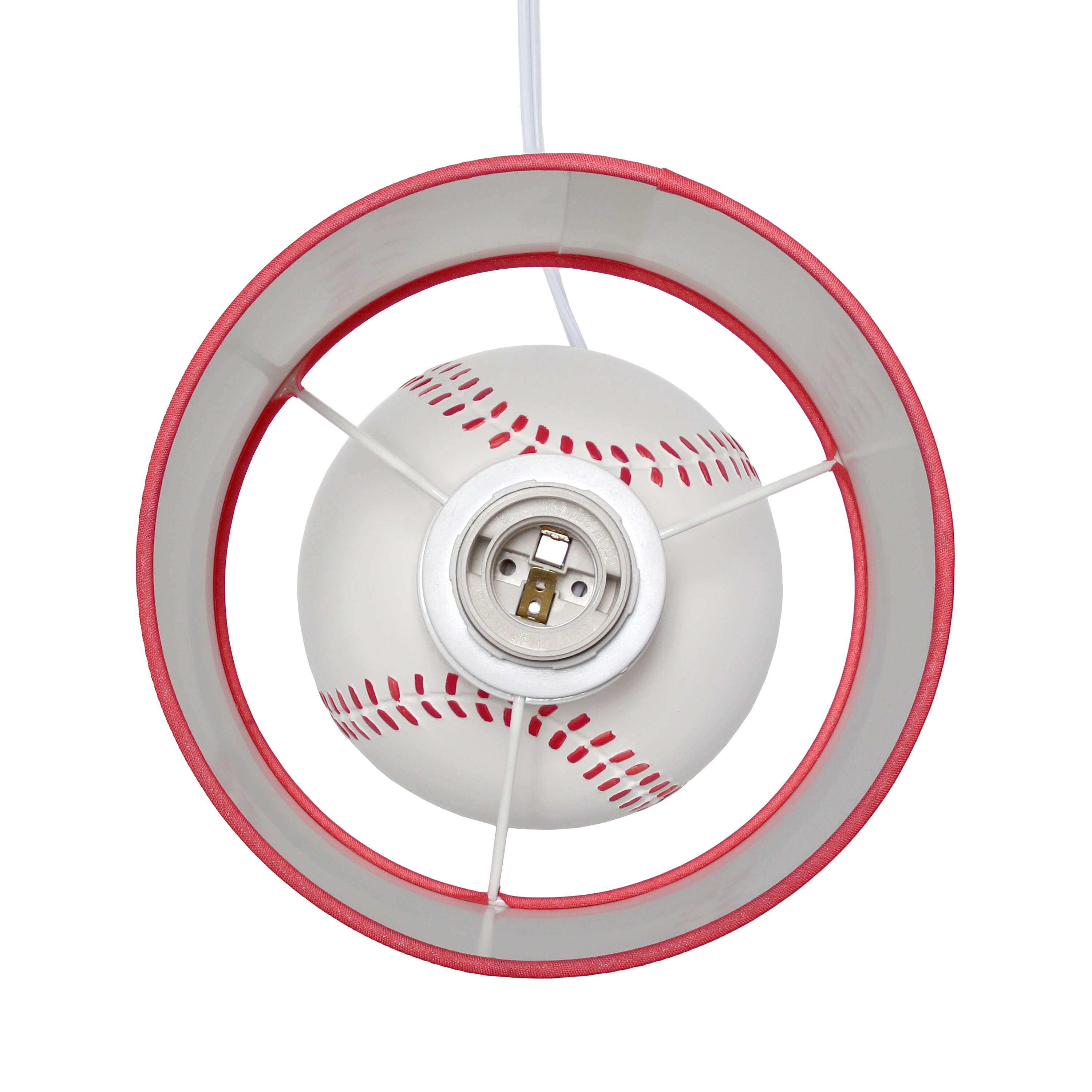 White and Red Mini Baseball Table Lamp for Kids Room