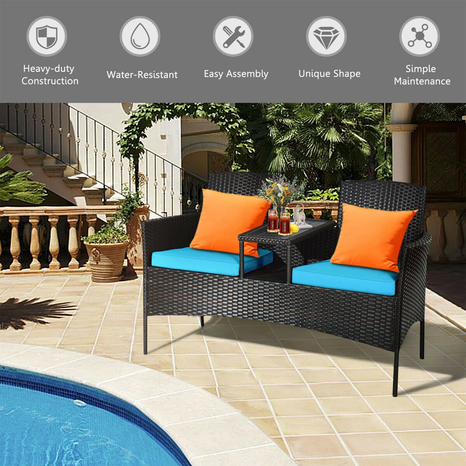 Forclover HYFE-63233TU Patio-Conversation-Sets - View #7