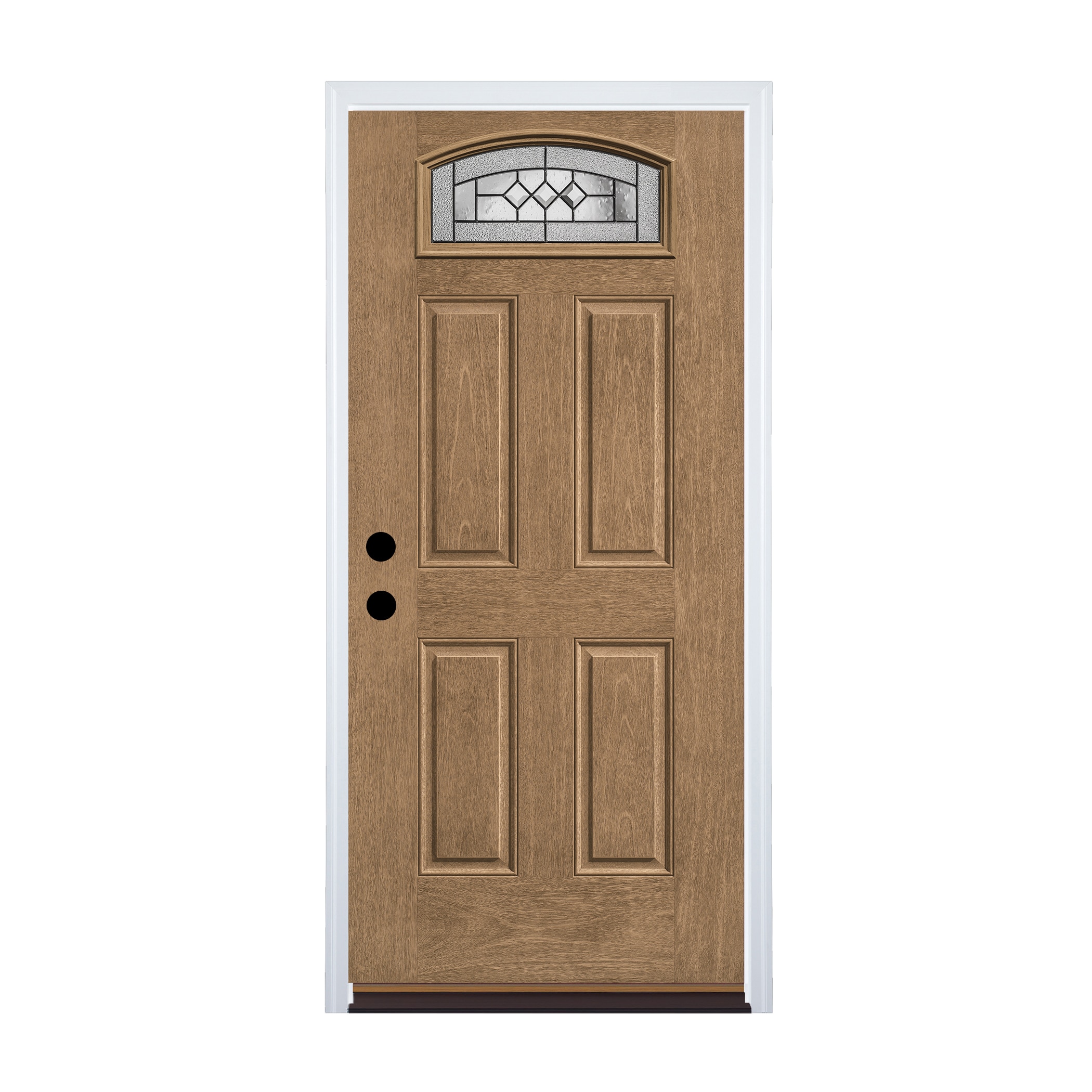 Therma-Tru Parson 36-in x 80-in x 6-9/16-in Fiberglass 1/4 Lite Right-Hand Inswing Beechwood Stained Prehung Front Door with Brickmould Insulating -  TT649905SOS