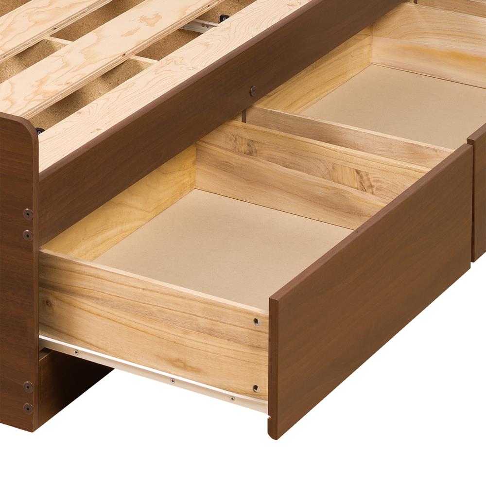 Cherry Queen Platform Bed With Storage, Espresso King Mate’s Platform Storage Bed With 6 Drawers