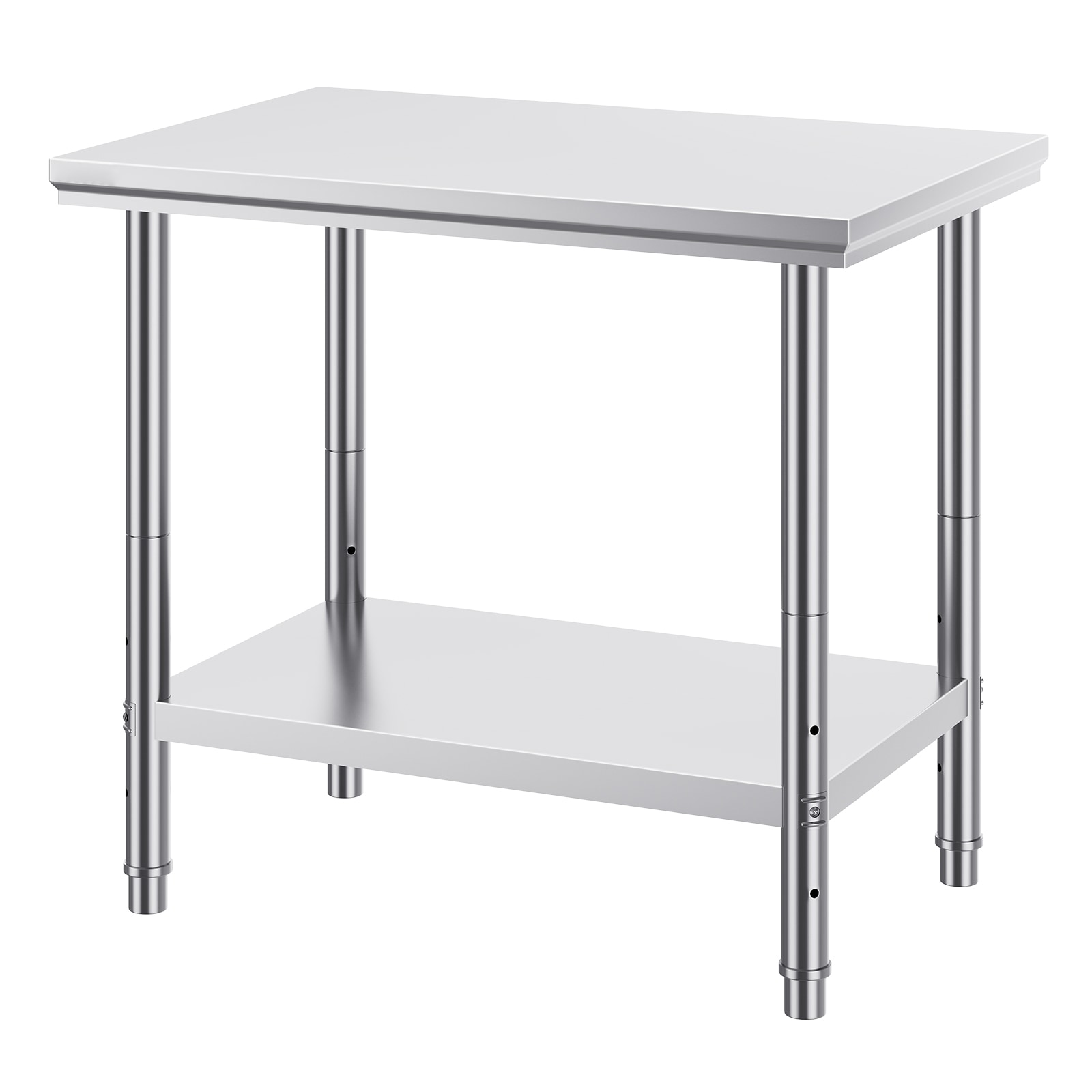 VEVOR SC60X90X80CF00039V0 Stainless Steel Prep Table  35 x 24 x 31 Inch  700 lbs Load Capacity  Heavy Duty Metal Worktable with 3 Adjustable Height Levels  Commercial Workstation for Kitchen Garage Restaurant Backyard