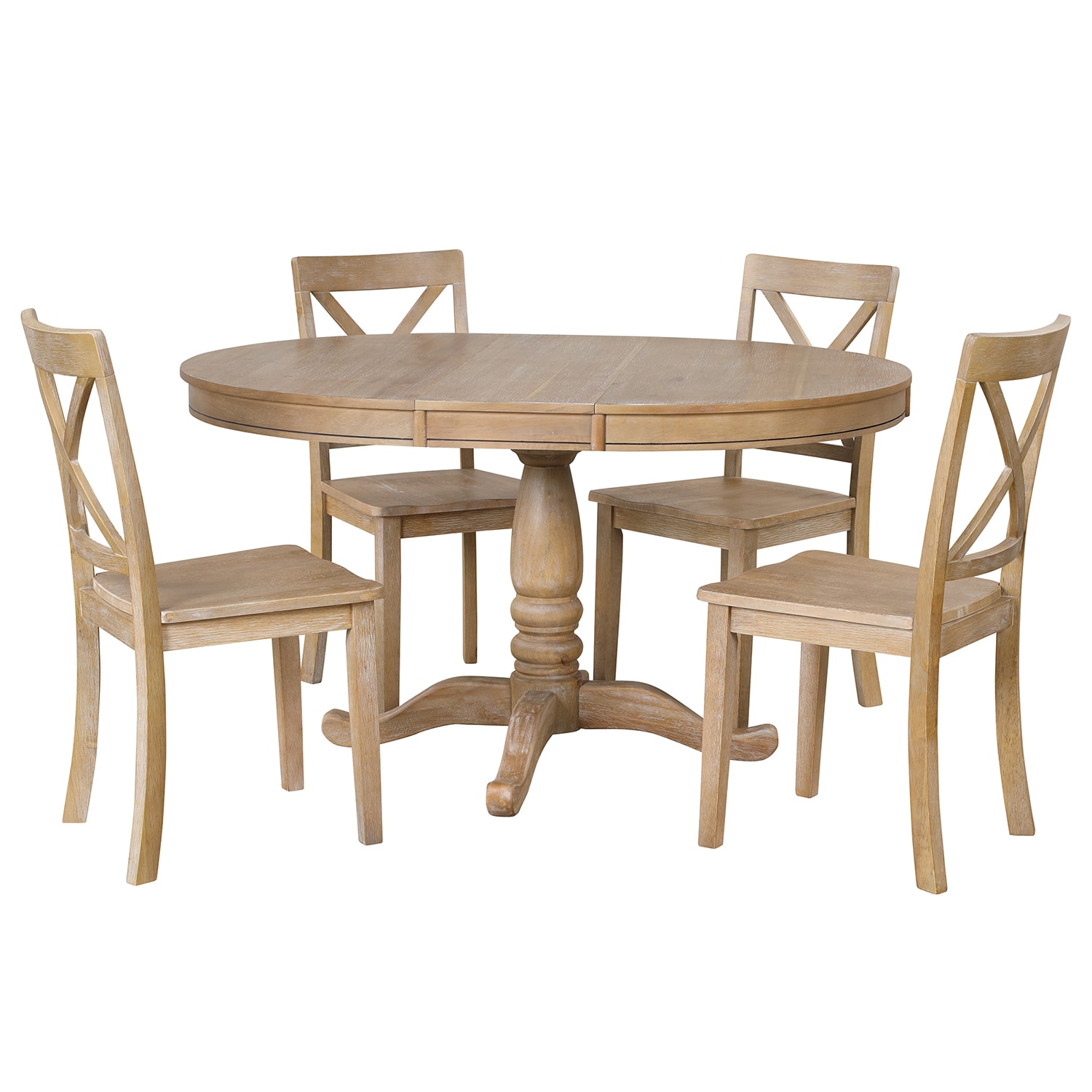 Bybafun YA3700175 Brown Rustic Dining Room Set with Round Table ( Seats 4 )