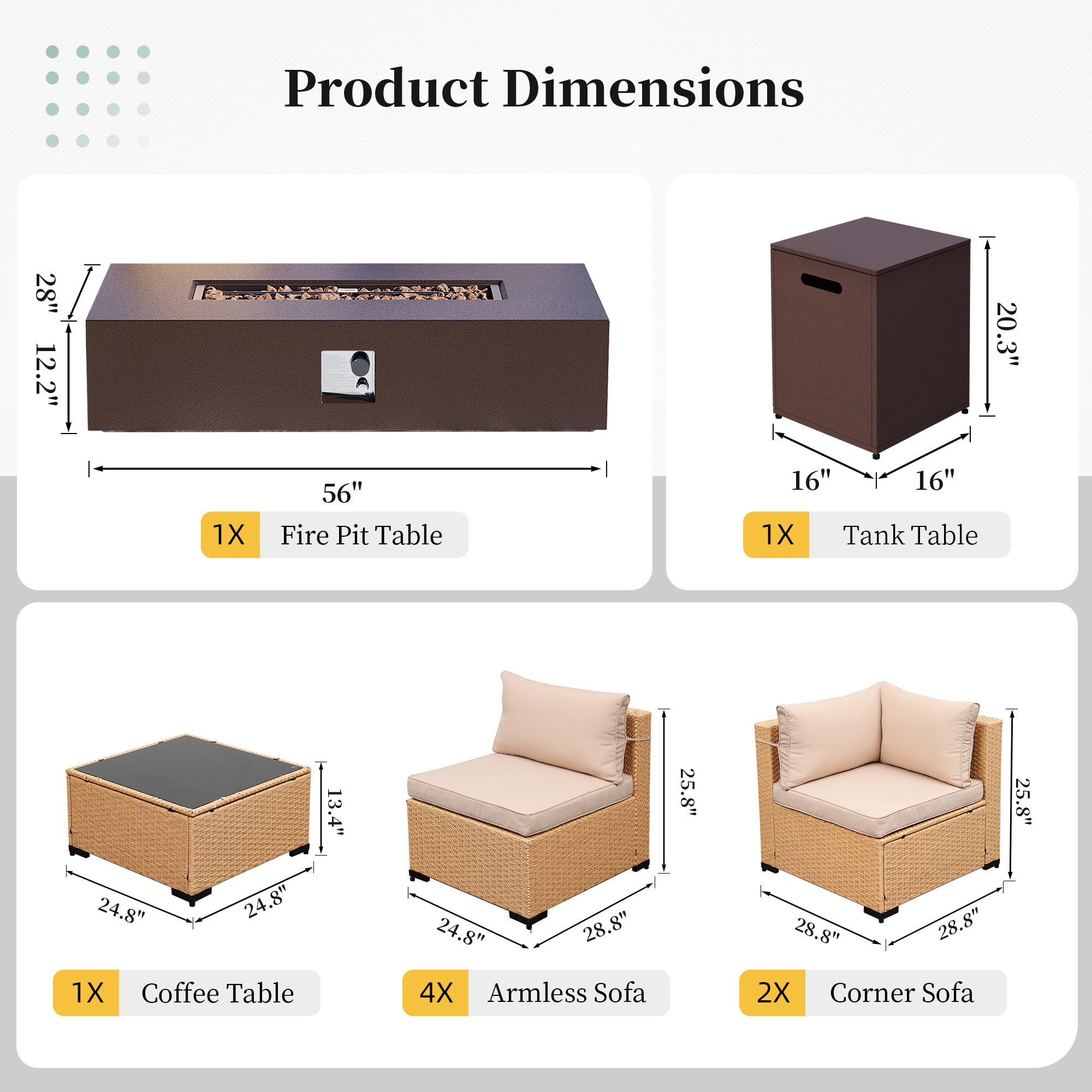 UPHA PL-2CZ-56TPBR-H1 Patio-Conversation-Sets - View #3