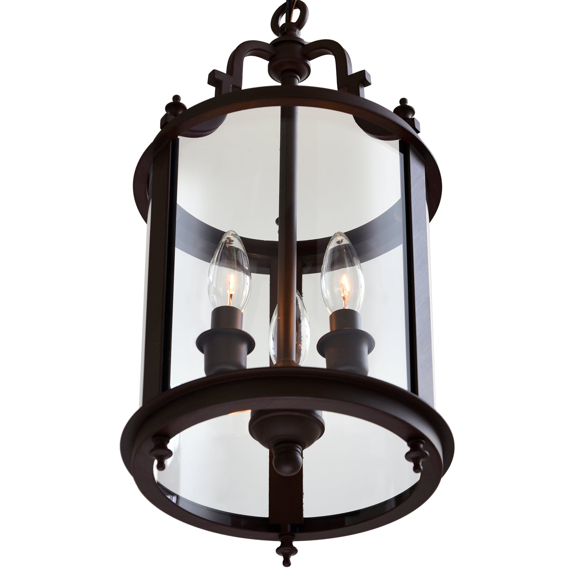 Desire Bronze Mini Drum Pendant with Clear Glass Shade