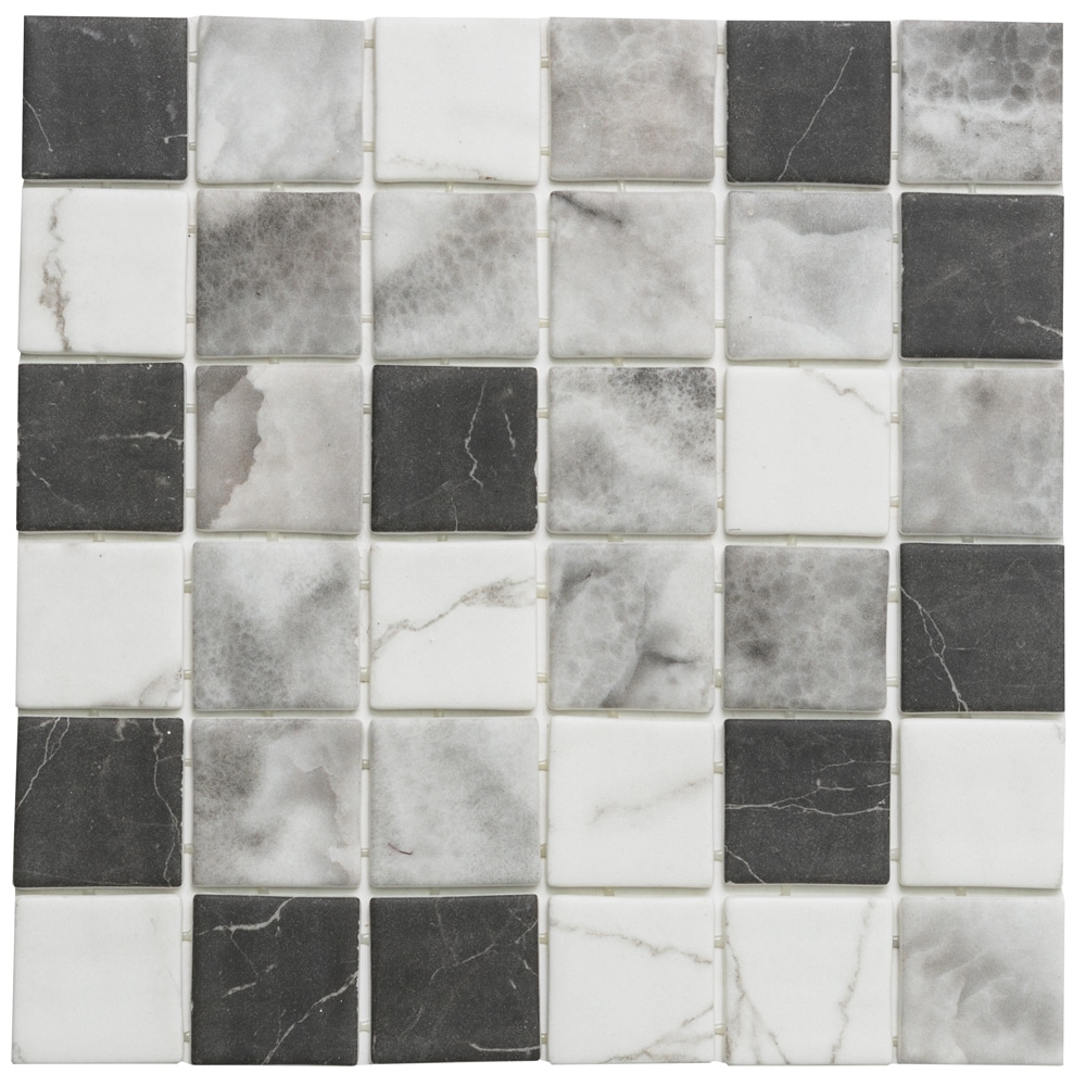 The Tile Life SPENTMIXDSH Sample - Eterna Square Mix Shade 4-in x 4-in Matte Glass Marble look Floor and Wall Tile