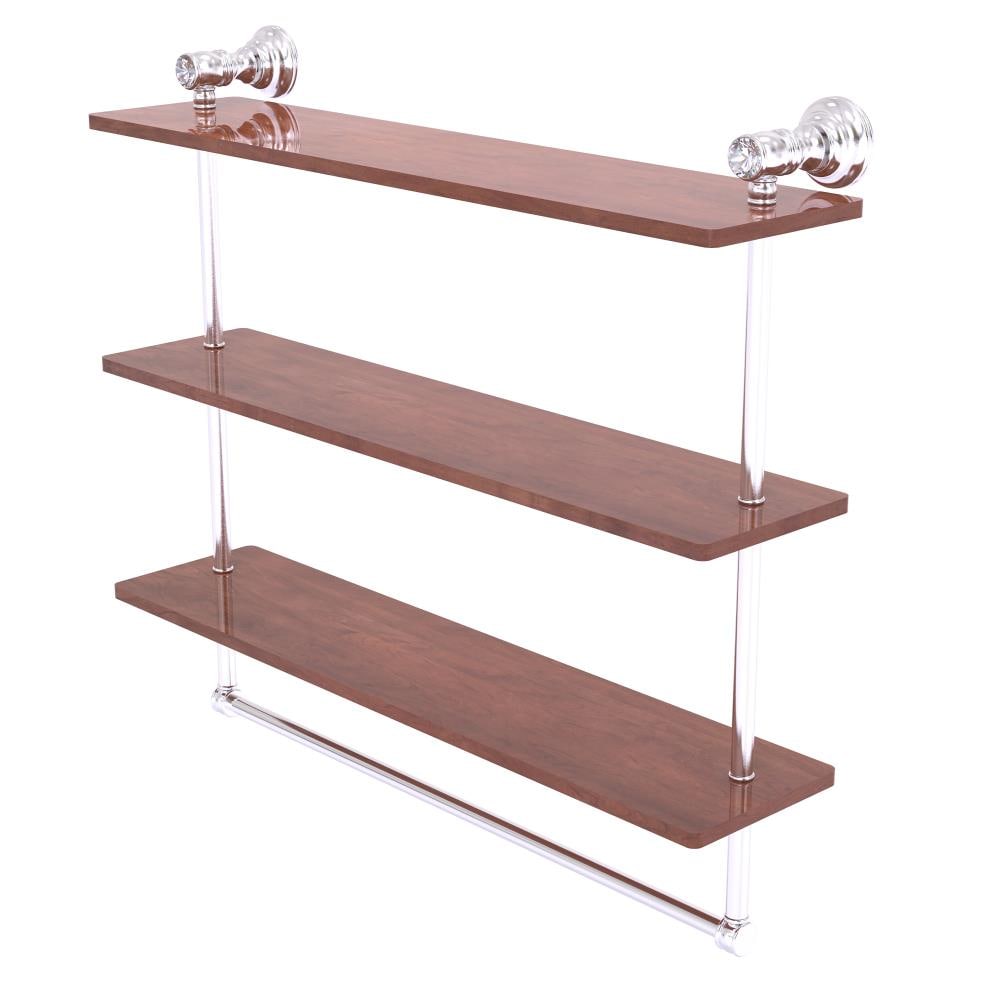 Allied Brass CC-5-22-TB-IRW-SCH Carolina Crystal Satin Chrome 3 -Tier Wall mount Bathroom Shelf ( 22-in x 19.7-in x 5-in )